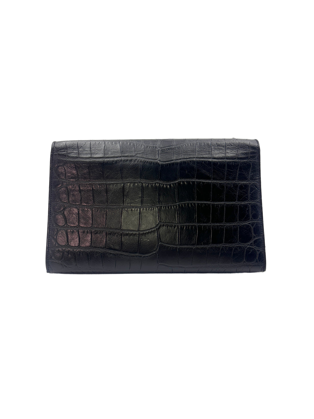 Saint Laurent Calfskin Crocodile Embossed Leather Medium Kate  Tassel Chain Shoulder Bag G009