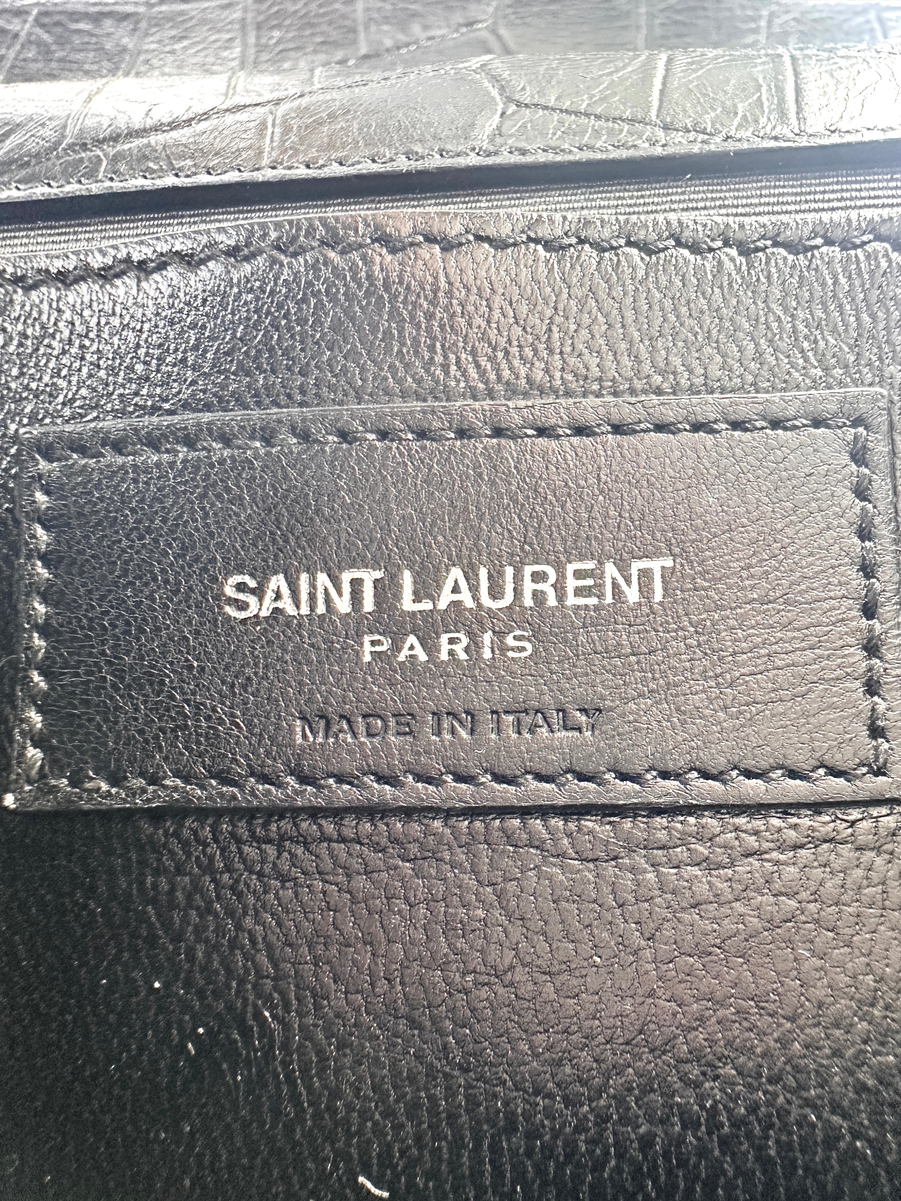 Saint Laurent Calfskin Crocodile Embossed Leather Medium Kate  Tassel Chain Shoulder Bag G009