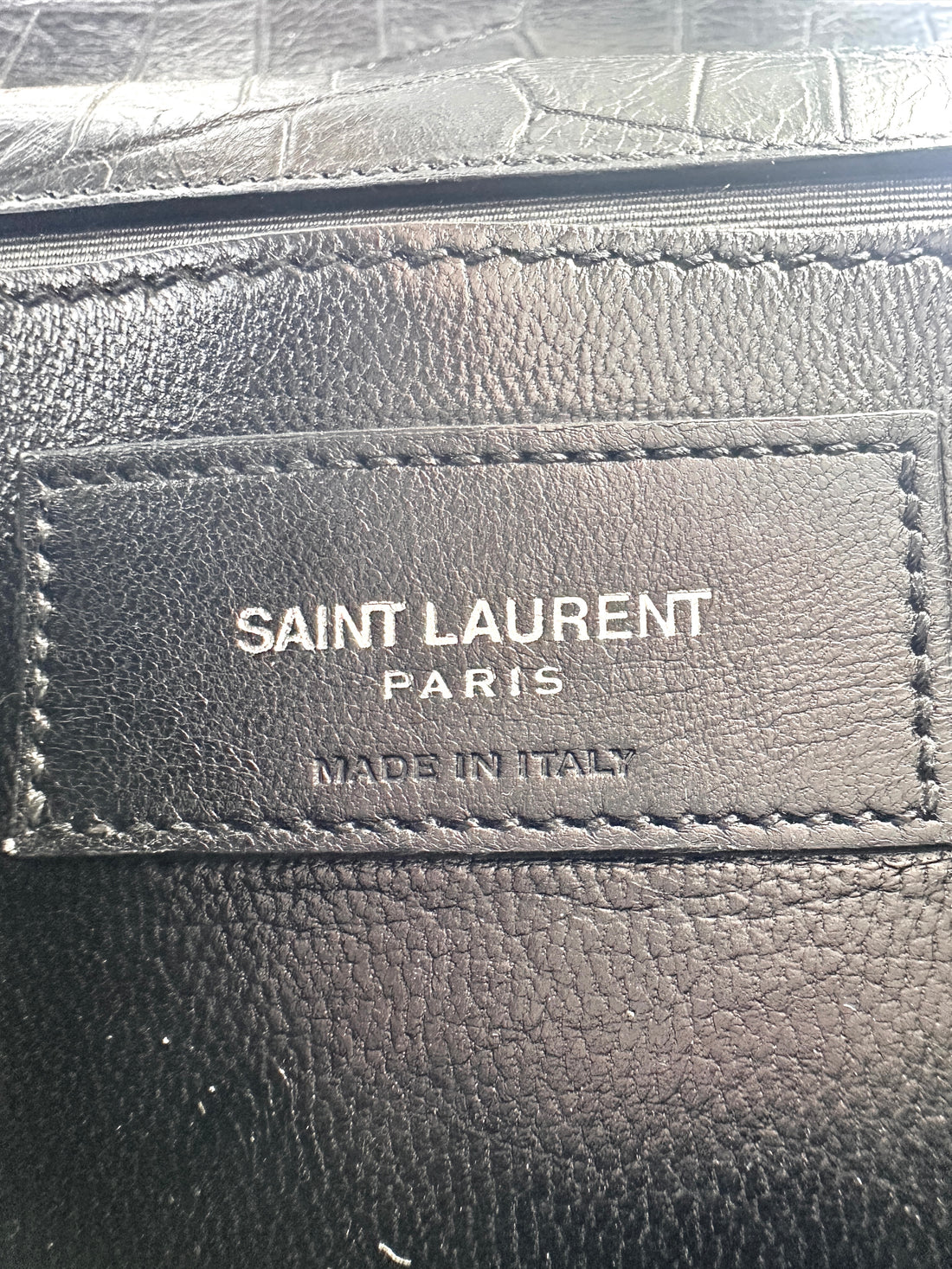 Saint Laurent Calfskin Crocodile Embossed Leather Medium Kate  Tassel Chain Shoulder Bag G009