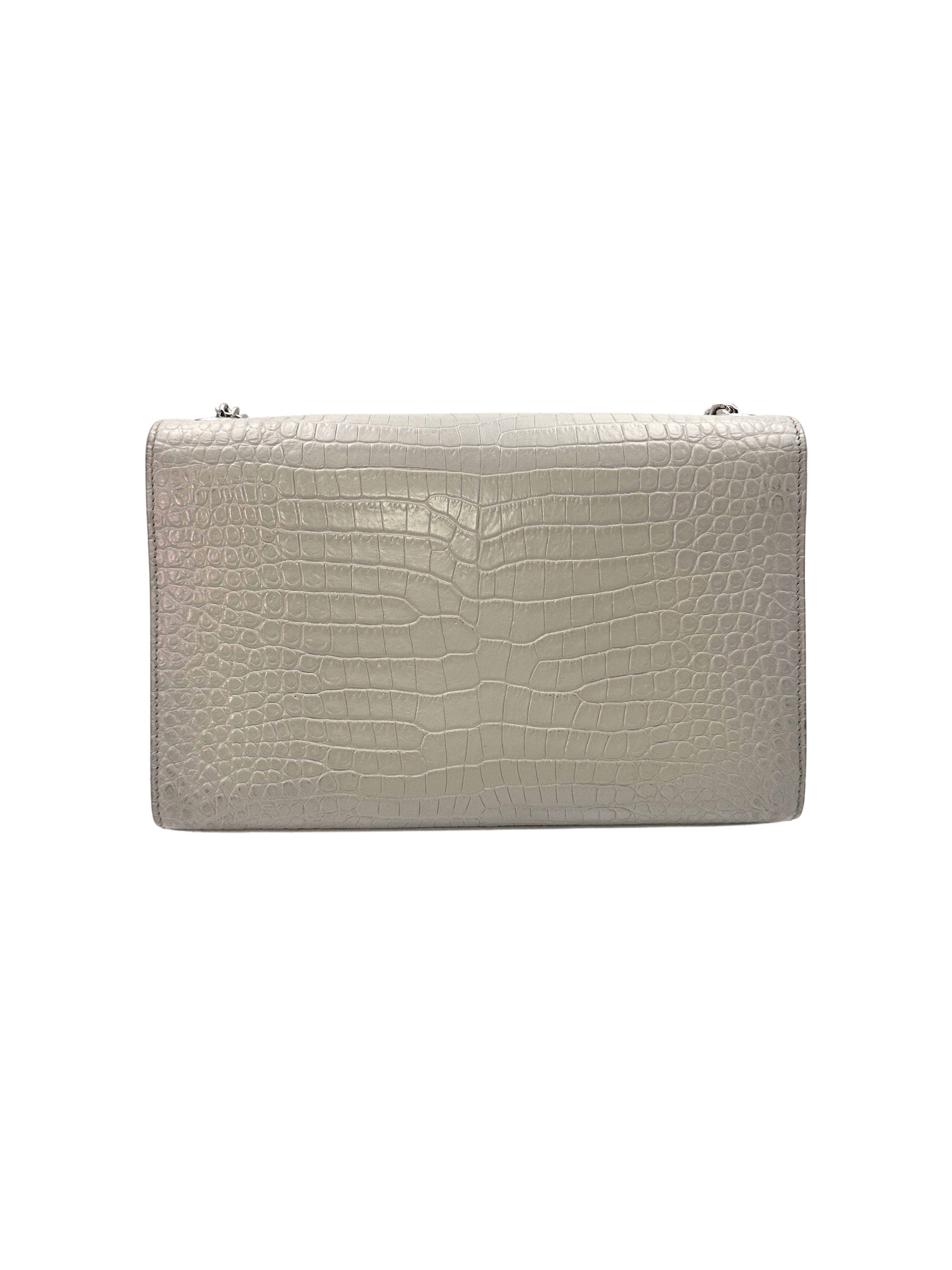 Saint Laurent Cro Embossed Leather Medium Kate  Tassel Chain Shoulder Bag G011