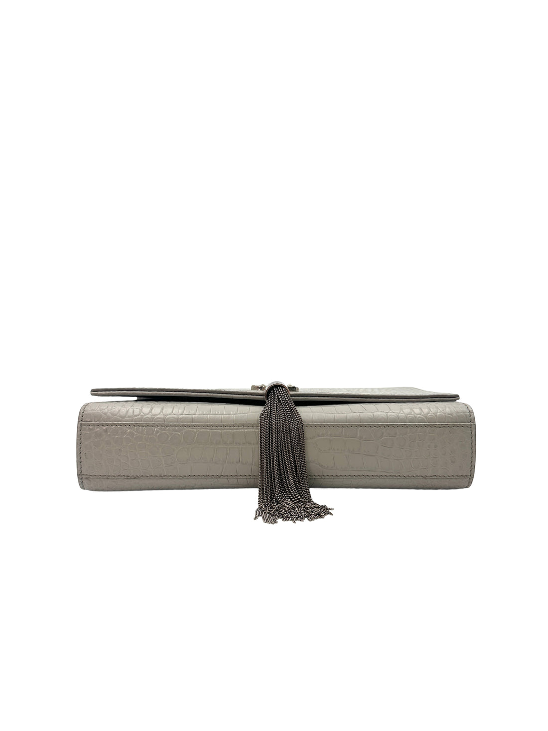 Saint Laurent Cro Embossed Leather Medium Kate  Tassel Chain Shoulder Bag G011