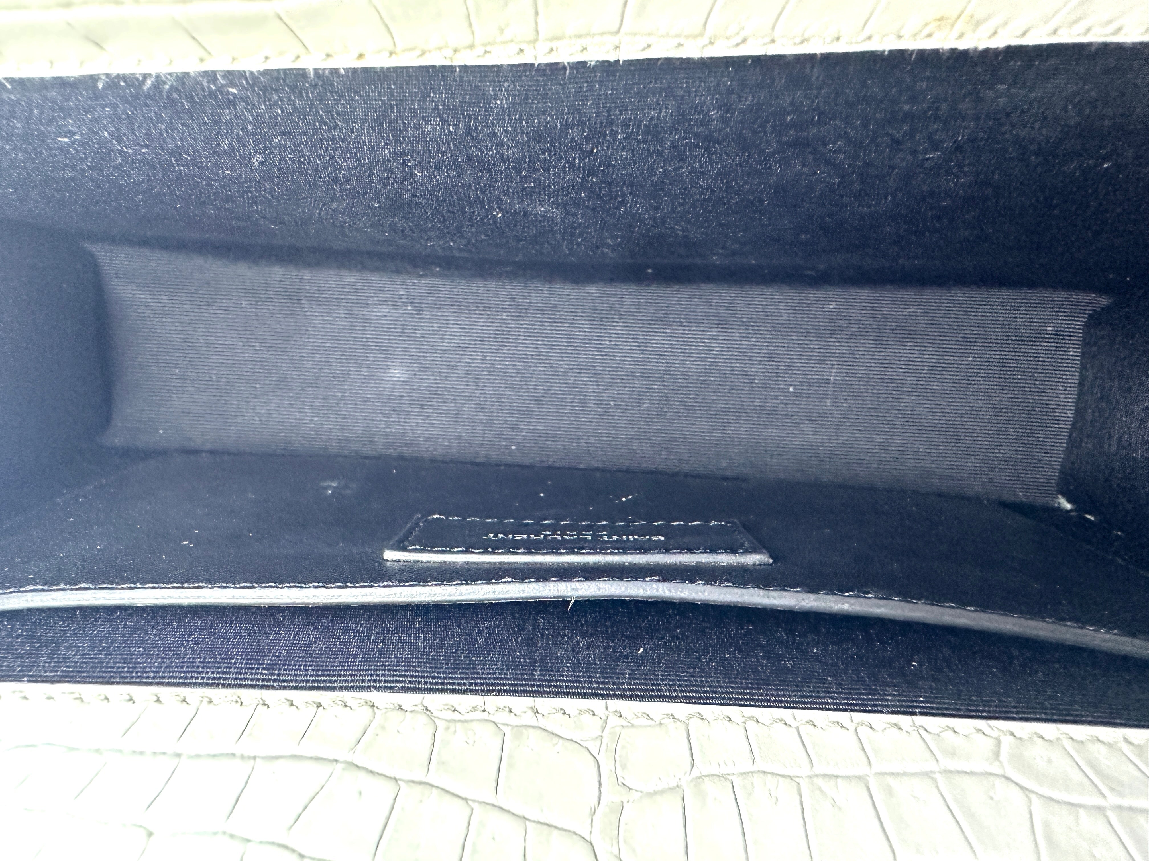 Saint Laurent Cro Embossed Leather Medium Kate  Tassel Chain Shoulder Bag G011