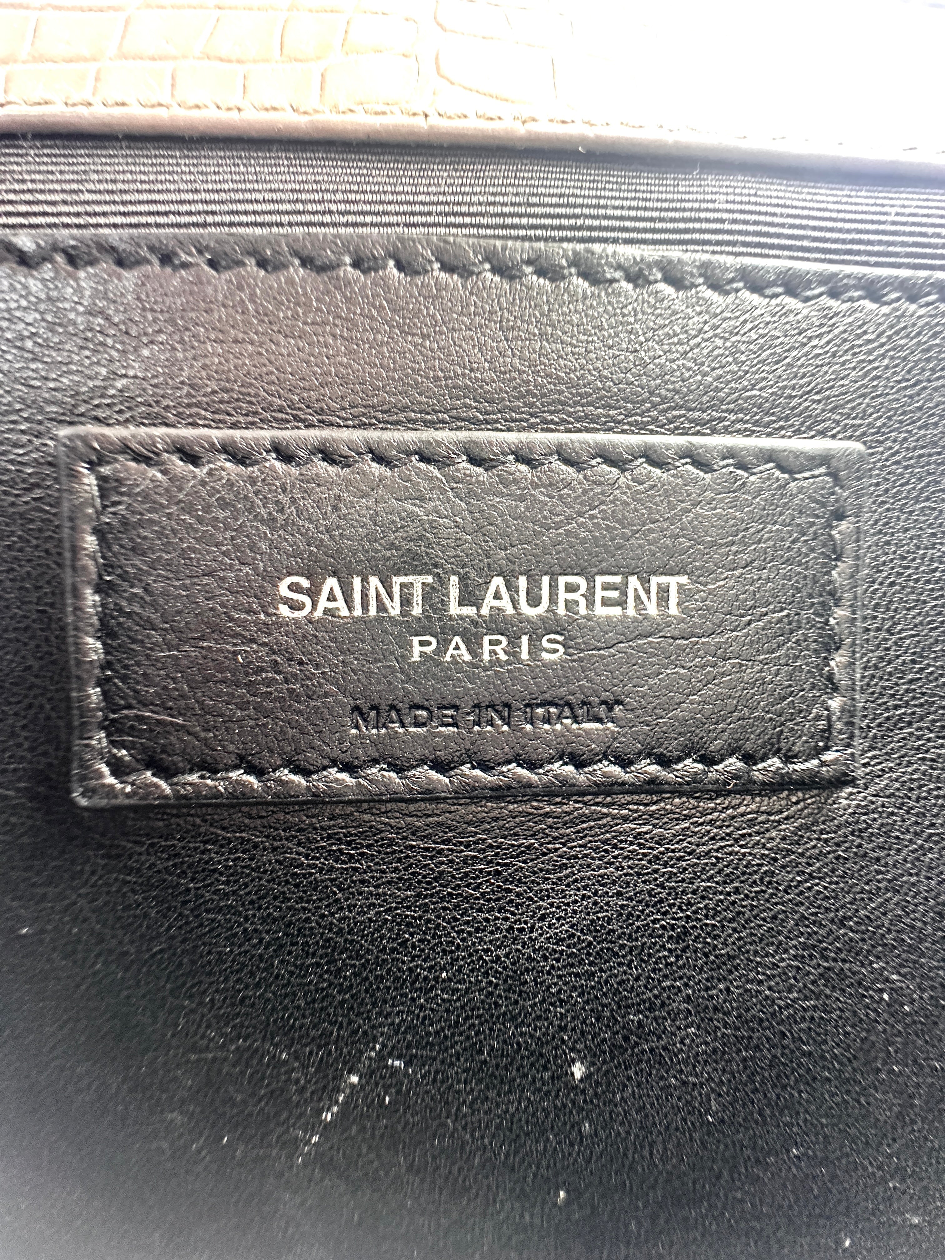 Saint Laurent Cro Embossed Leather Medium Kate  Tassel Chain Shoulder Bag G011