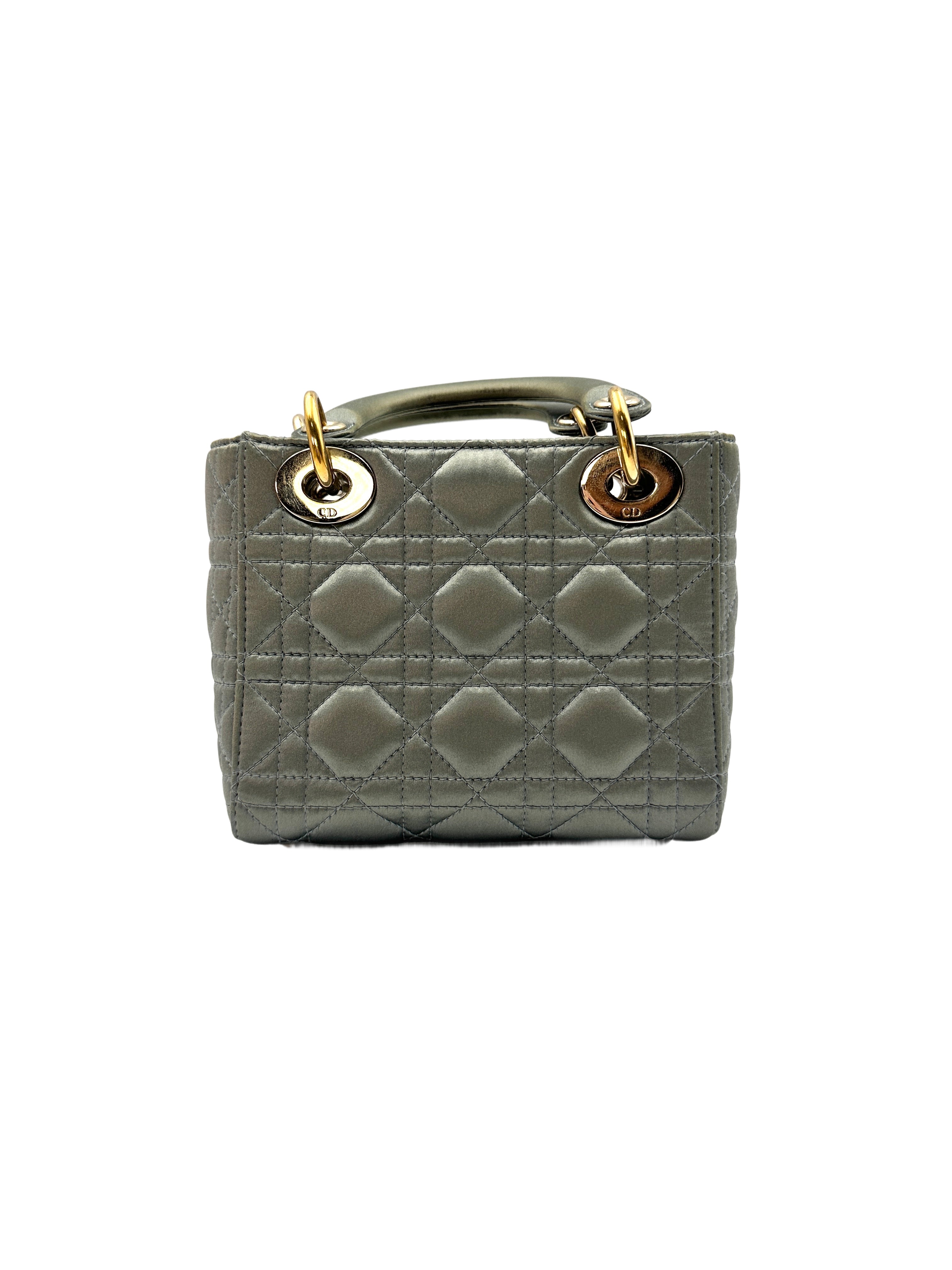 Christian Dior Small Lady Dior My ABCDior Bag Clay Green Cannage Lambskin G010