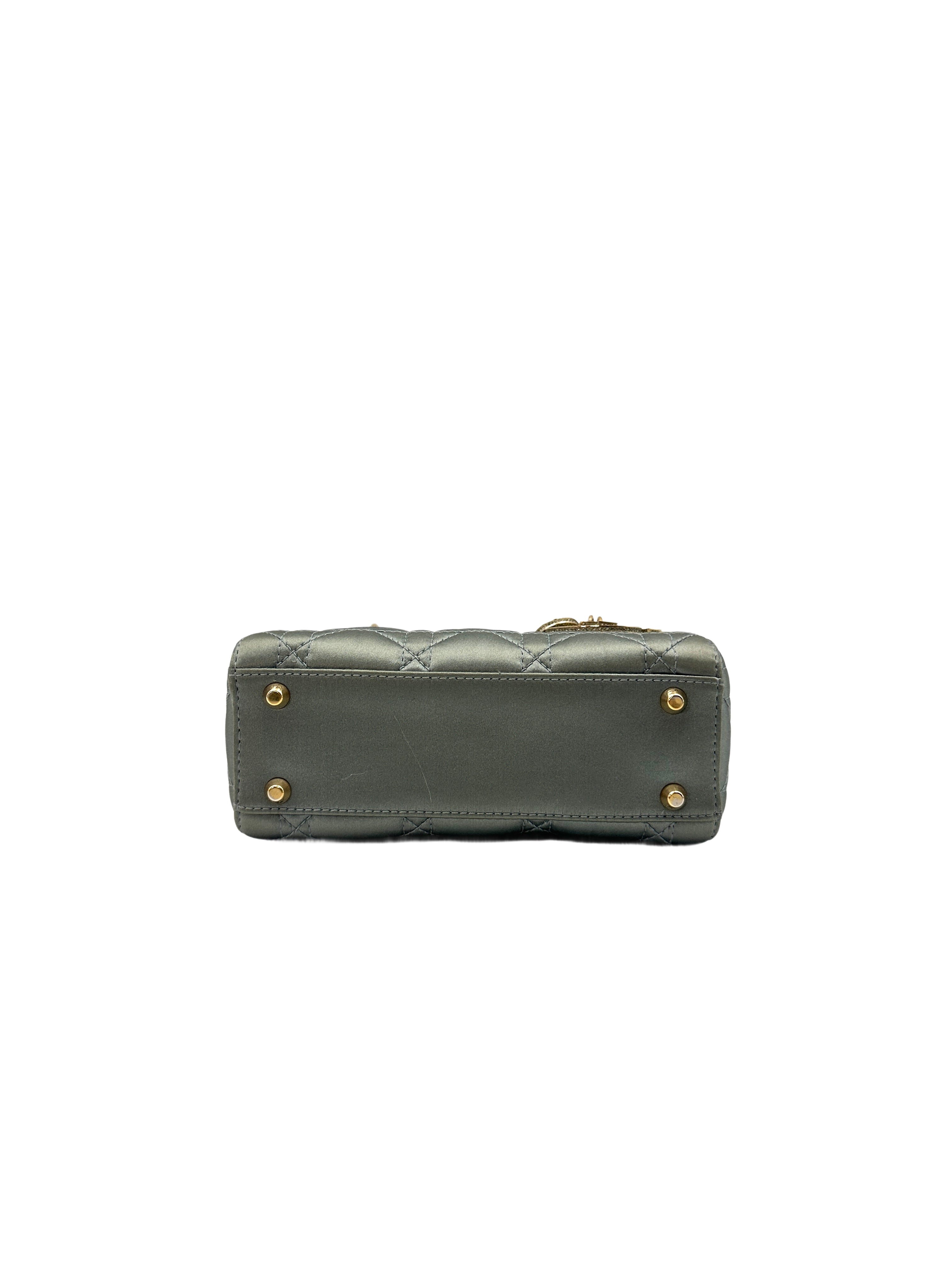 Christian Dior Small Lady Dior My ABCDior Bag Clay Green Cannage Lambskin G010