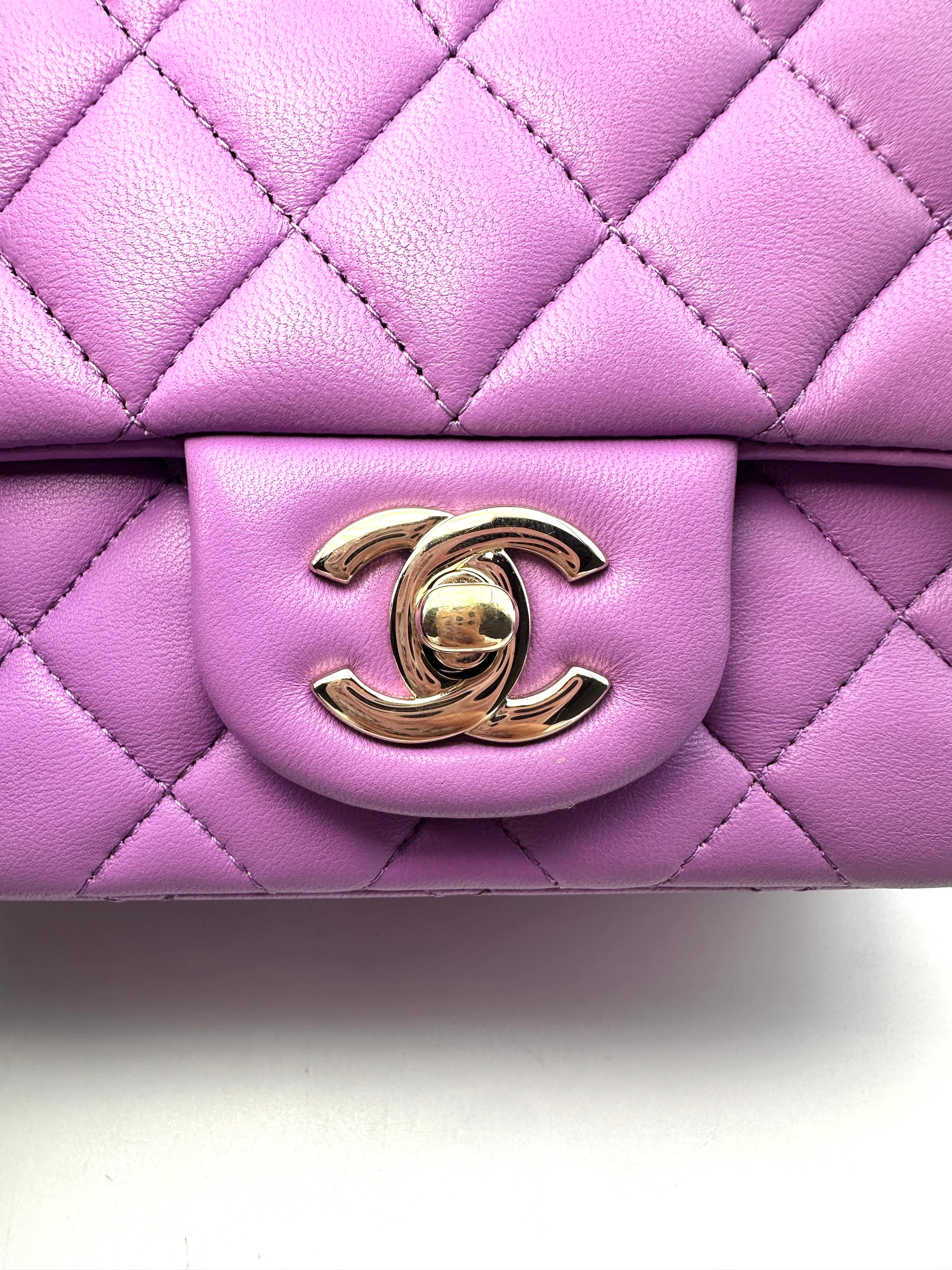 Chanel Purple Quilted Lambskin Classic Flap Bag (CE***39) G017
