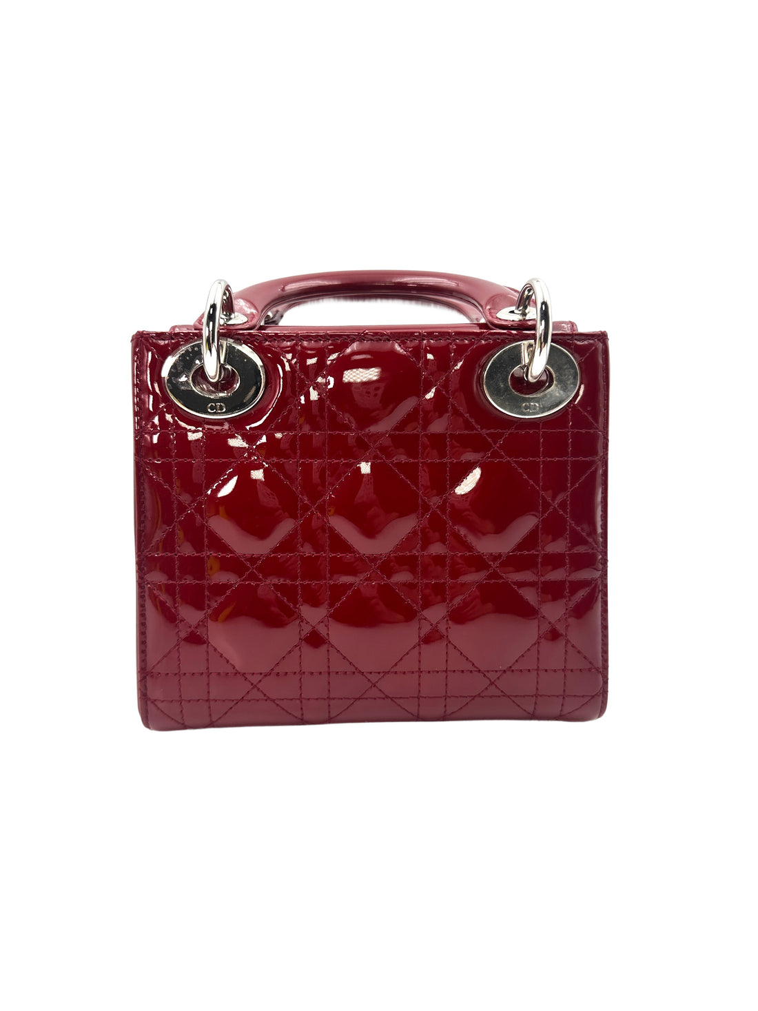 Christian Dior Patent Cannage Cherry Red Mini Lady Dior Bag G021
