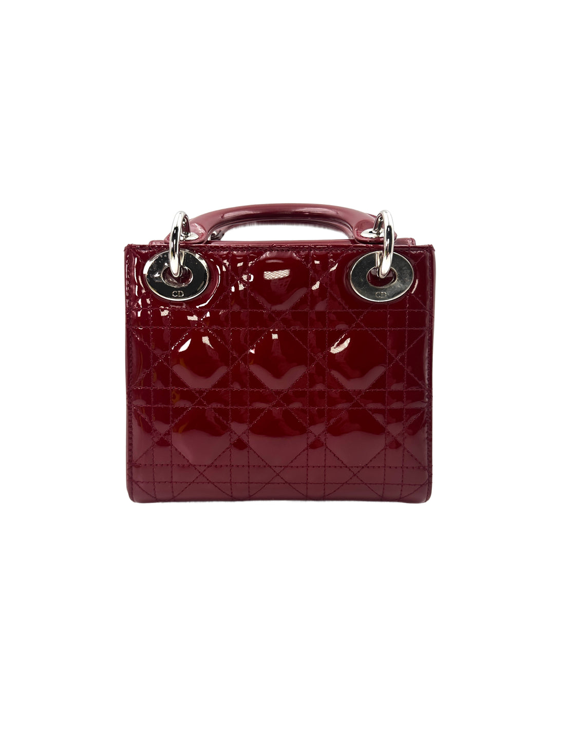 Christian Dior Patent Cannage Cherry Red Mini Lady Dior Bag G021
