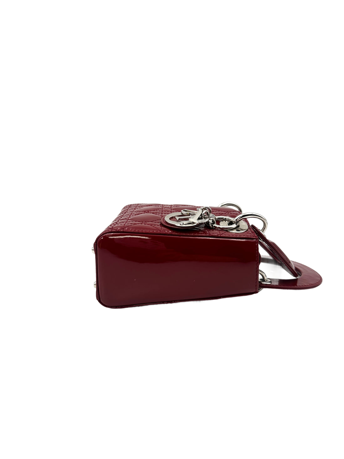Christian Dior Patent Cannage Cherry Red Mini Lady Dior Bag G021