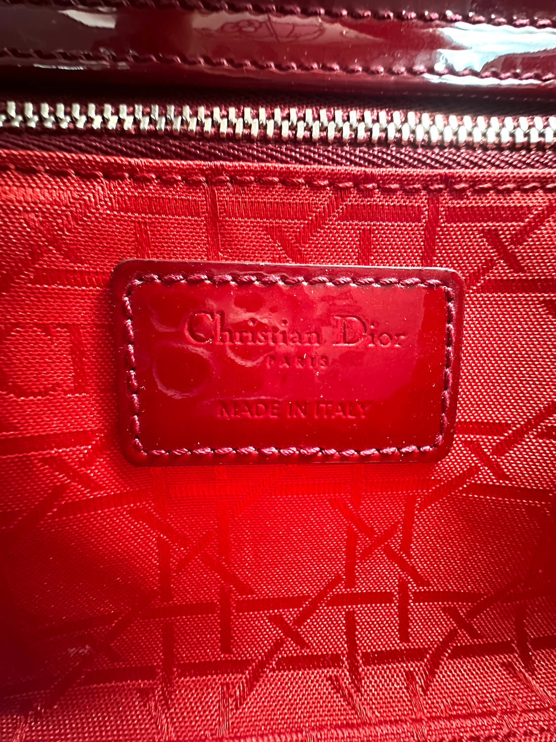 Christian Dior Patent Cannage Cherry Red Mini Lady Dior Bag G021