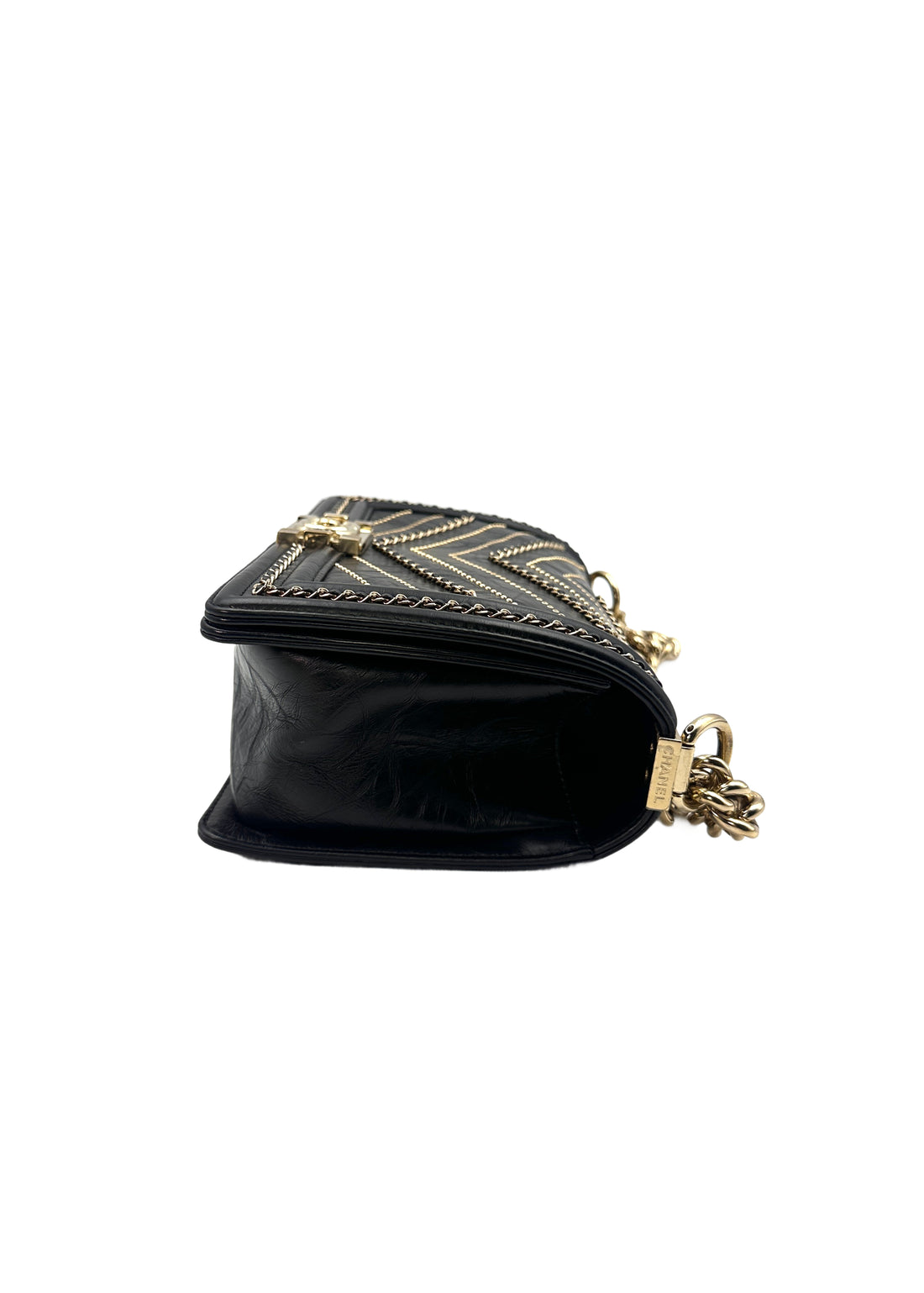 Chanel Medium Boy Chevron Sequin Black Bag(26***72) G022