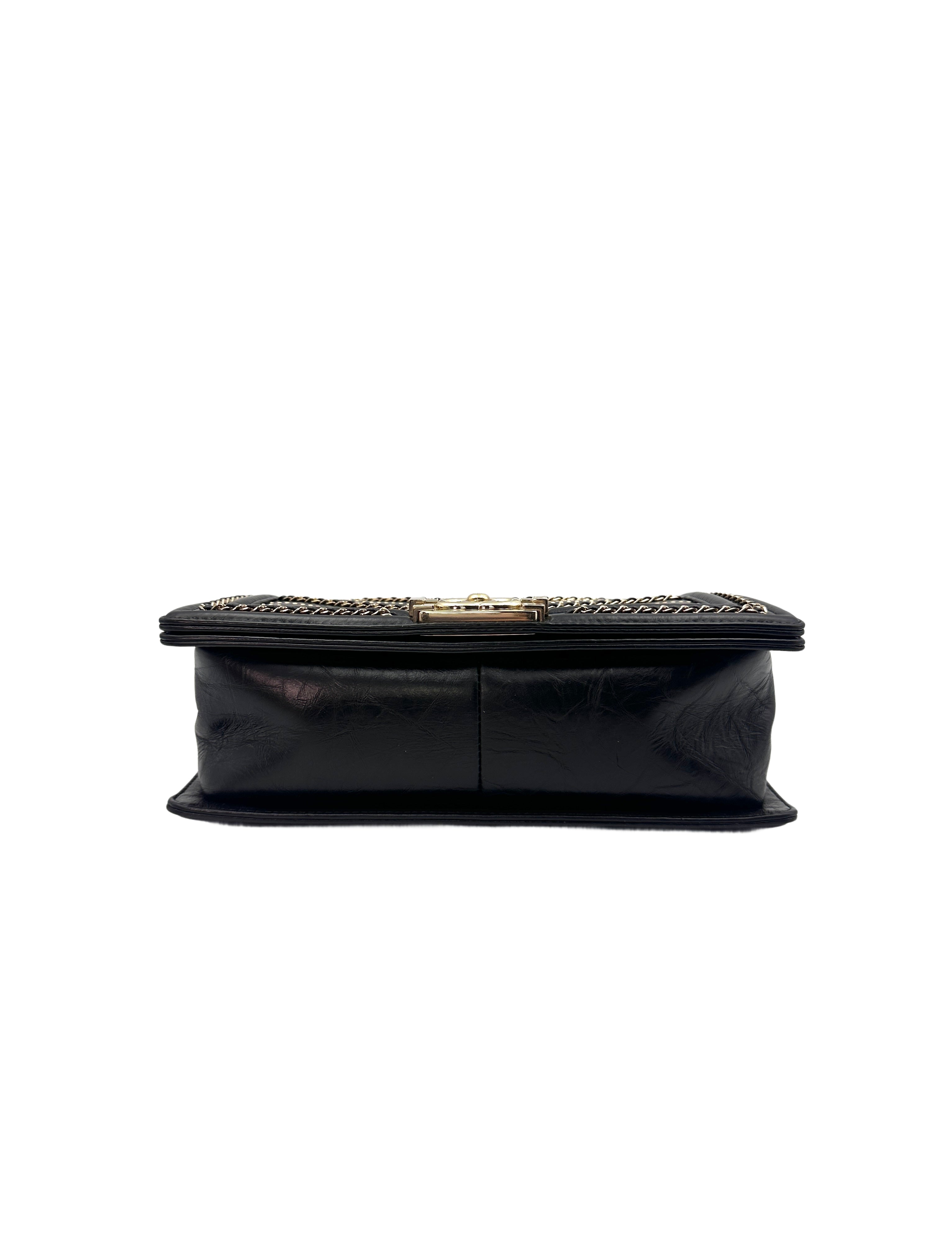 Chanel Medium Boy Chevron Sequin Black Bag(26***72) G022