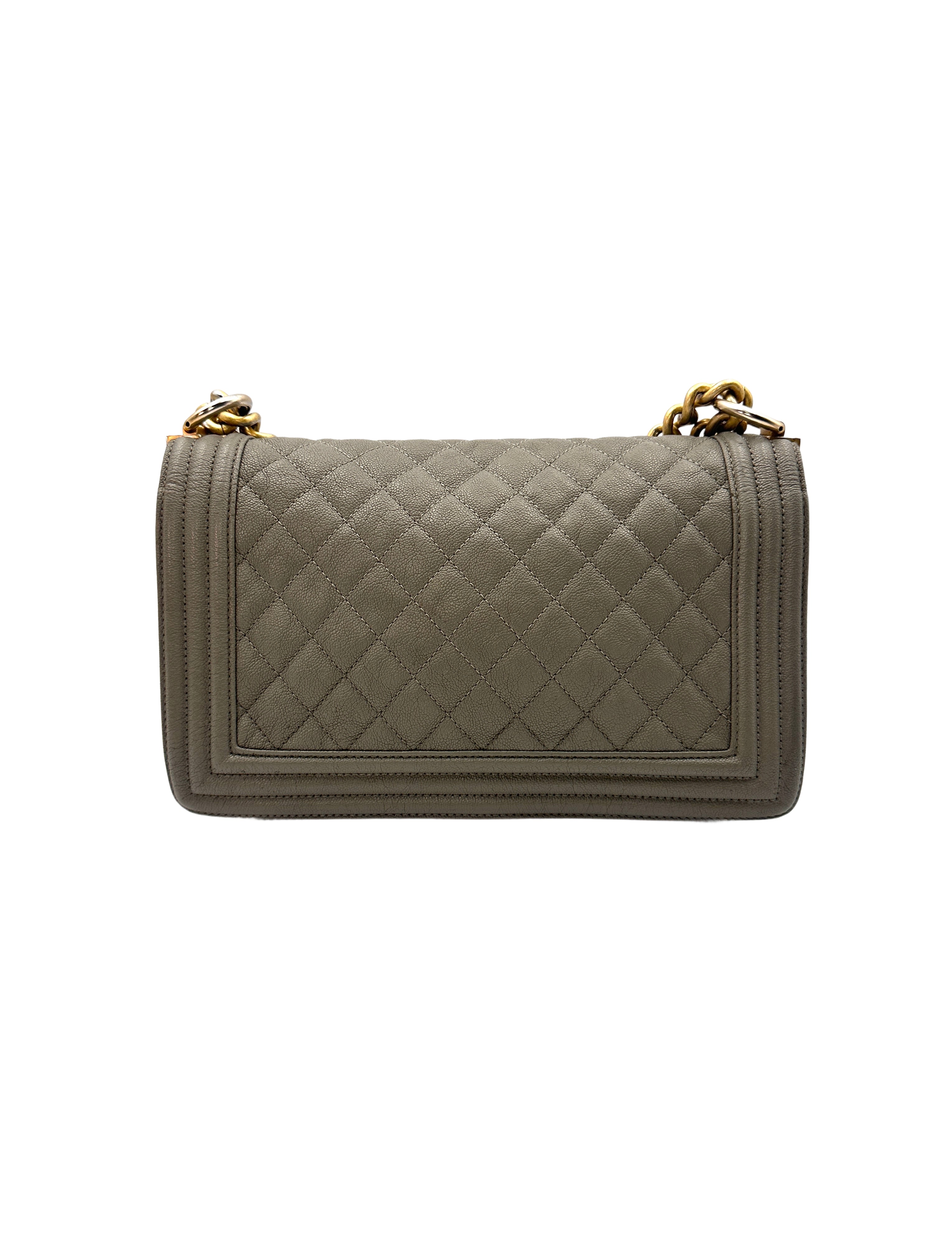 Chanel Boy Bag in Taupe/Grey Color with Aged Gold Hardware(26***59) G033