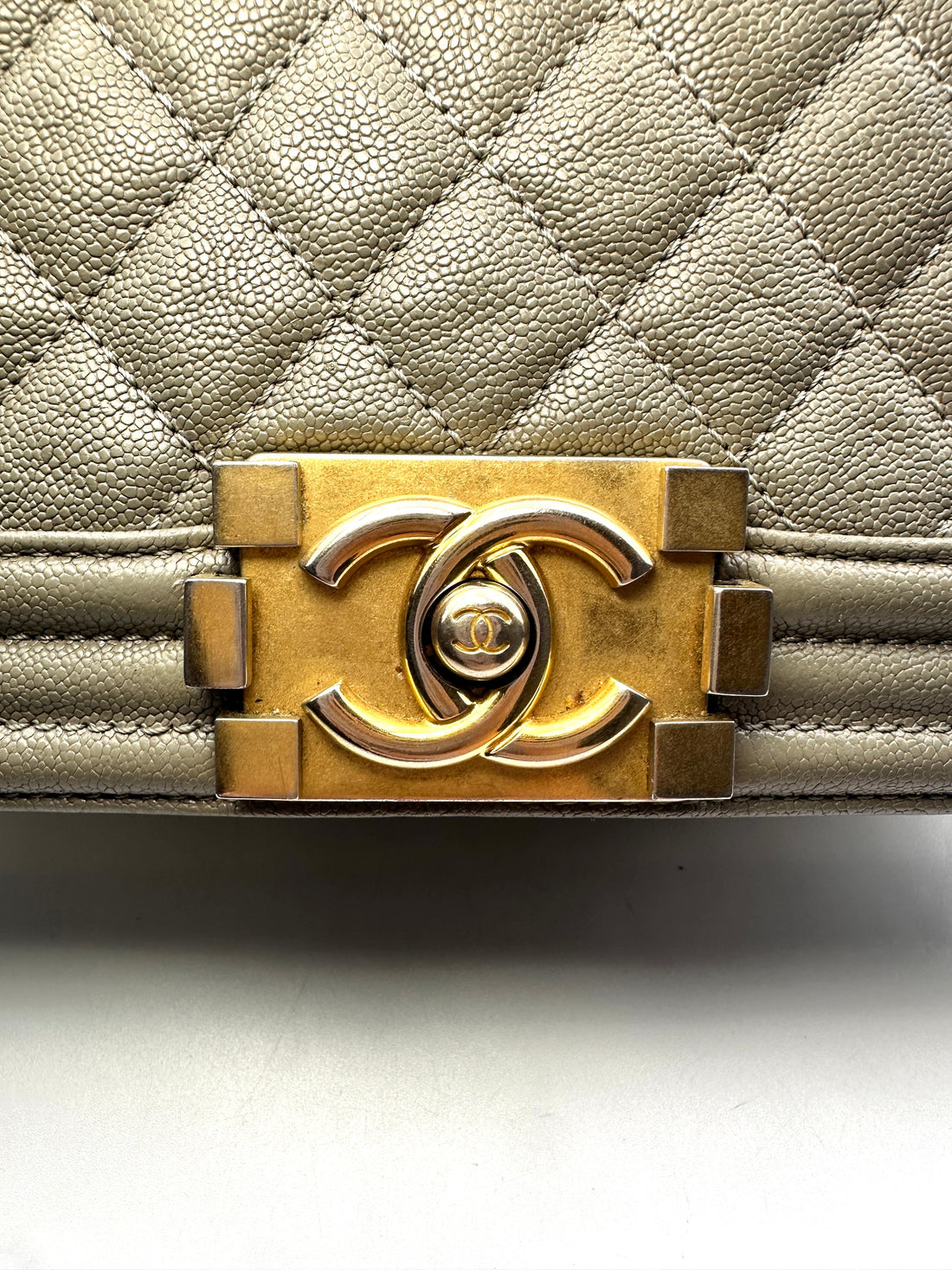 Chanel Boy Bag in Taupe/Grey Color with Aged Gold Hardware(26***59) G033