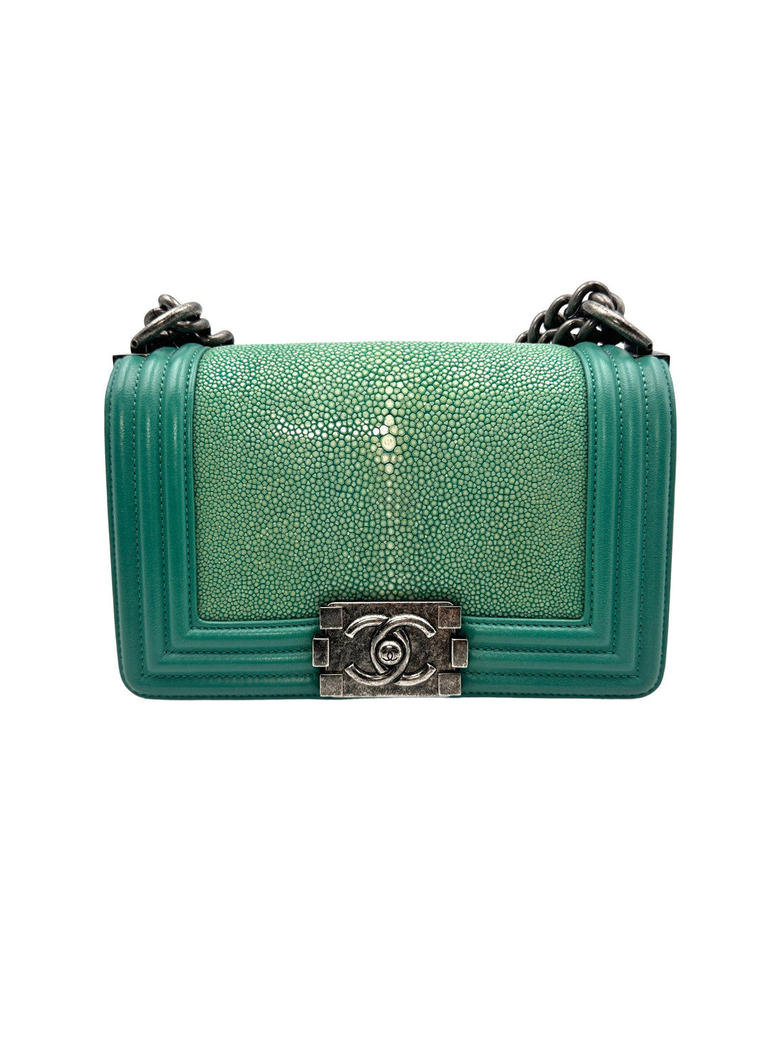 Chanel Green Stingray &Lambskin   Small Boy Flap Bag (20***85) G020