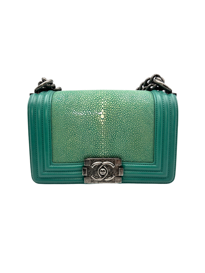 Chanel Green Stingray &Lambskin   Small Boy Flap Bag (20***85) G020