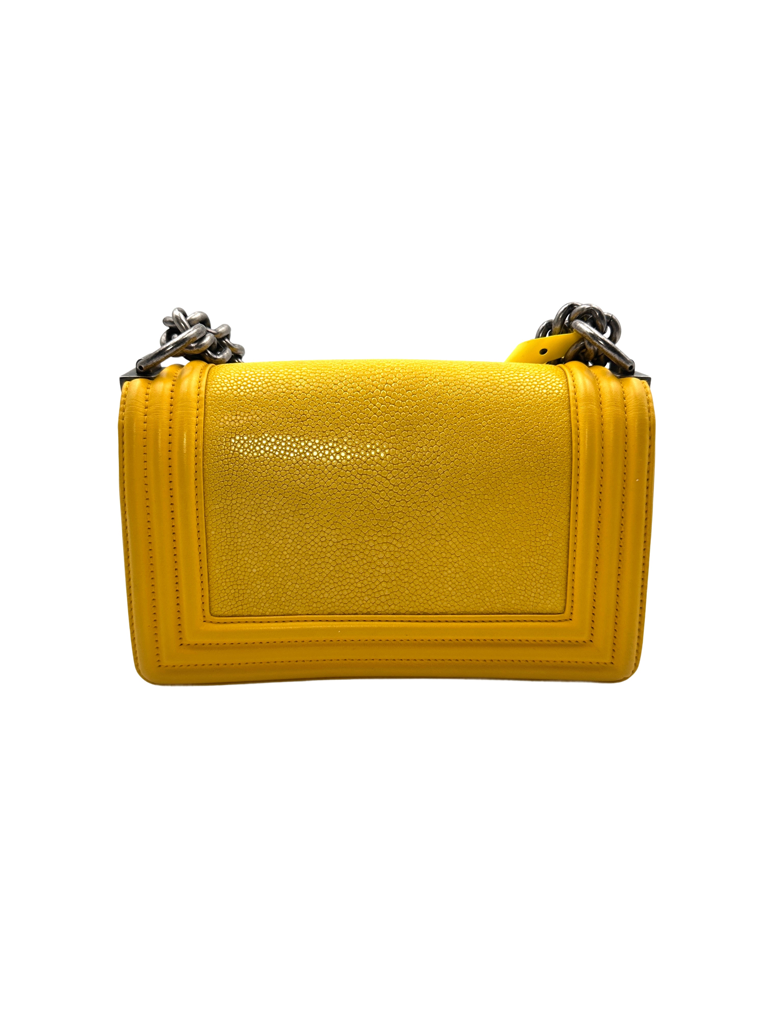 Chanel Small Yellow Galuchat Stingray Boy Crossbody Bag(18***49)  G035