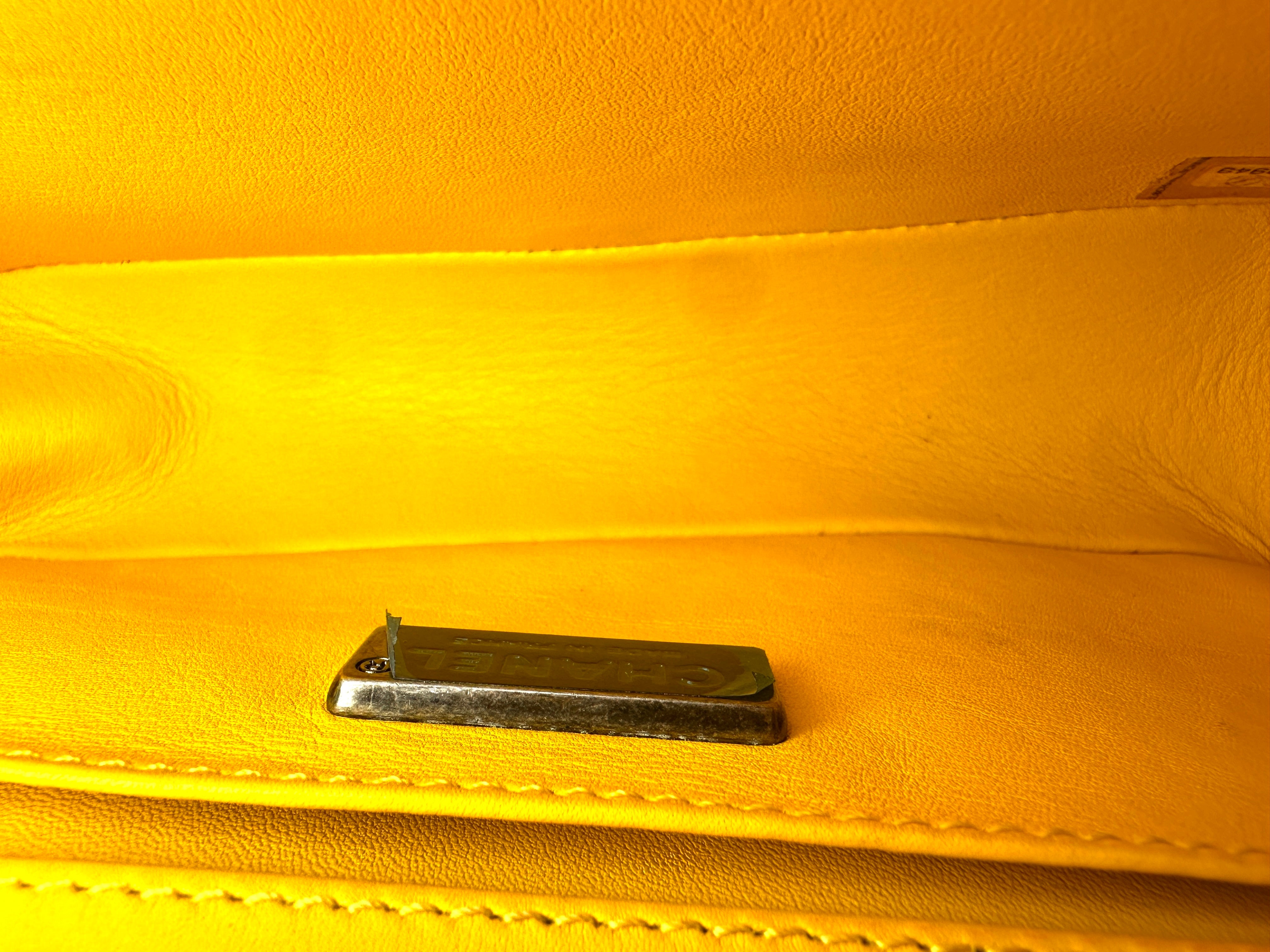Chanel Small Yellow Galuchat Stingray Boy Crossbody Bag(18***49)  G035