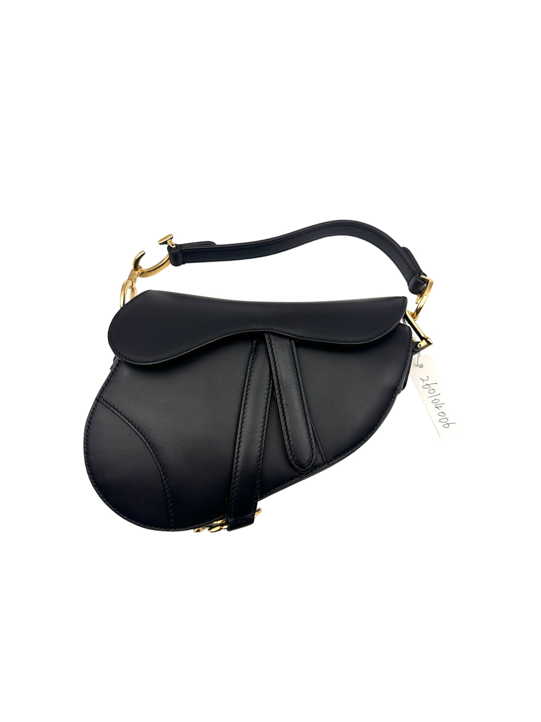 Christian Dior Mini Saddle Bag with Strap Black Grained Calfskin DR358