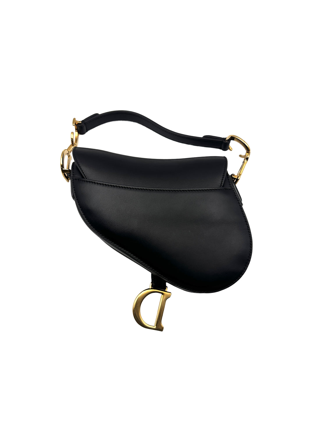 Christian Dior Mini Saddle Bag with Strap Black Grained Calfskin DR358