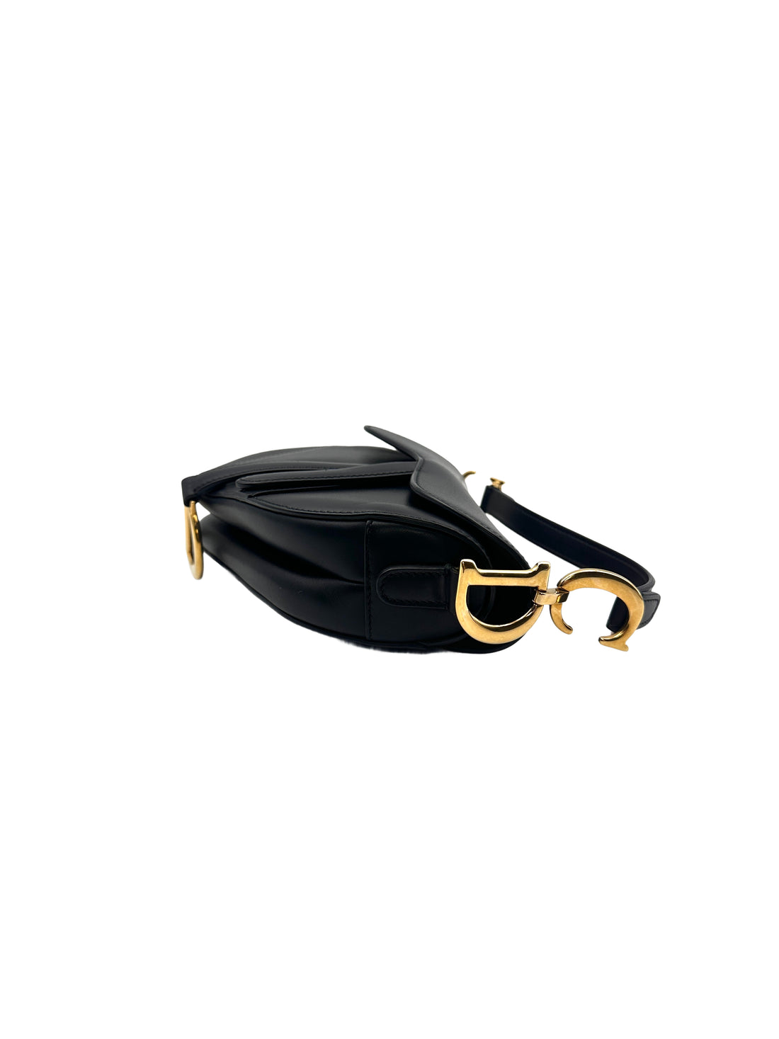 Christian Dior Mini Saddle Bag with Strap Black Grained Calfskin DR358