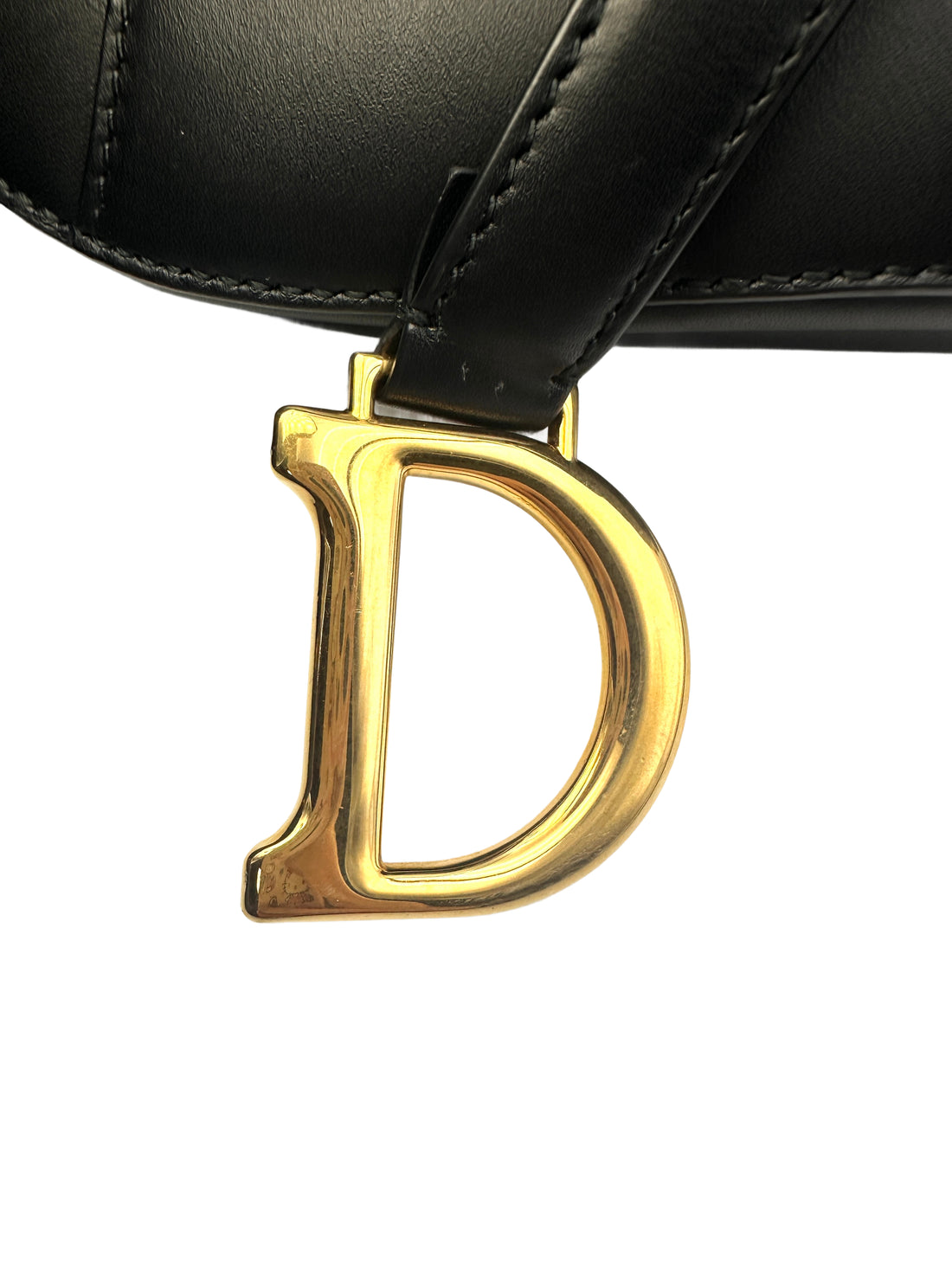 Christian Dior Mini Saddle Bag with Strap Black Grained Calfskin DR358