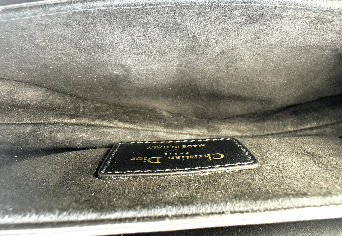 Christian Dior Mini Saddle Bag with Strap Black Grained Calfskin DR358