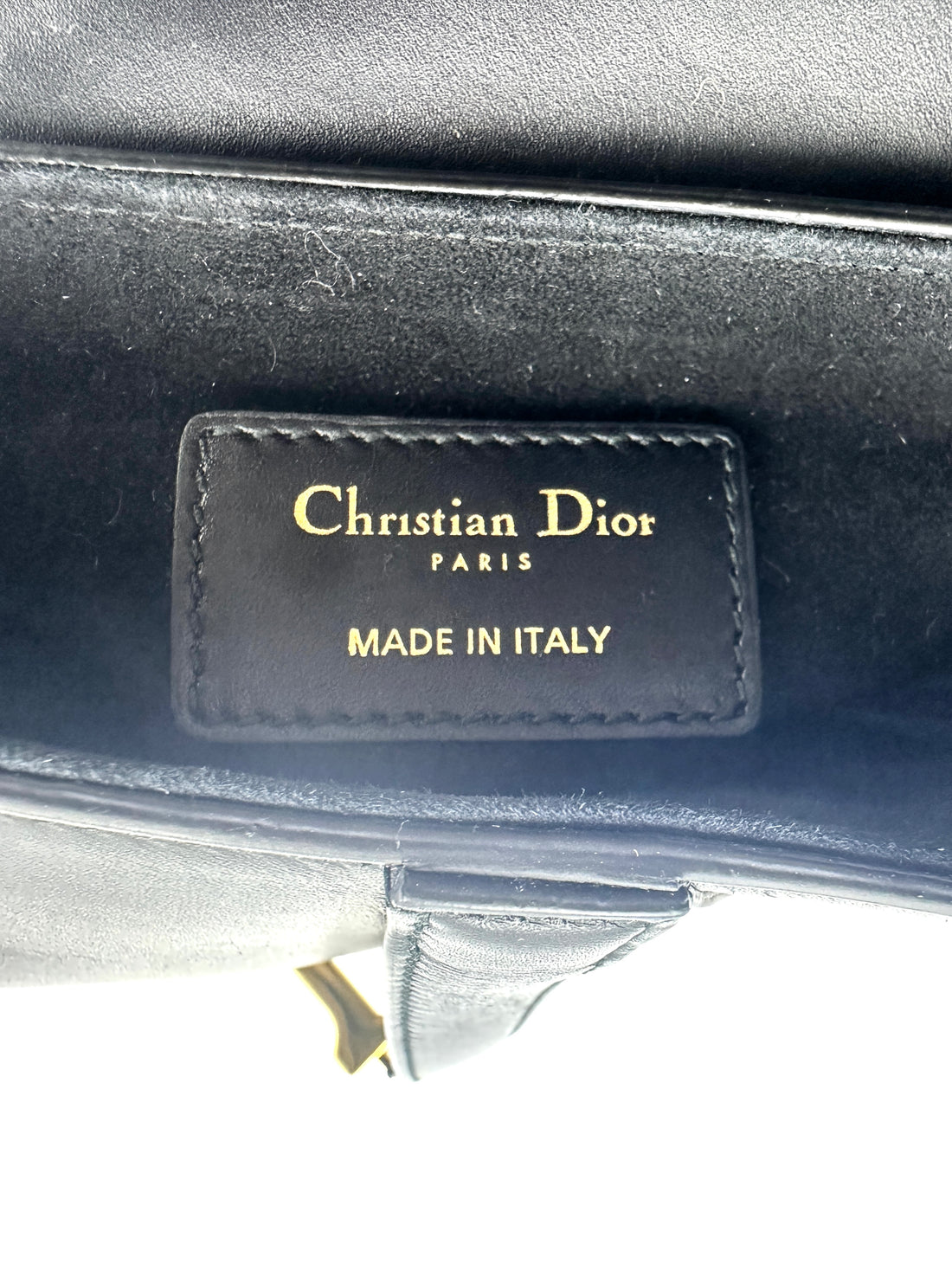 Christian Dior Mini Saddle Bag with Strap Black Grained Calfskin DR358