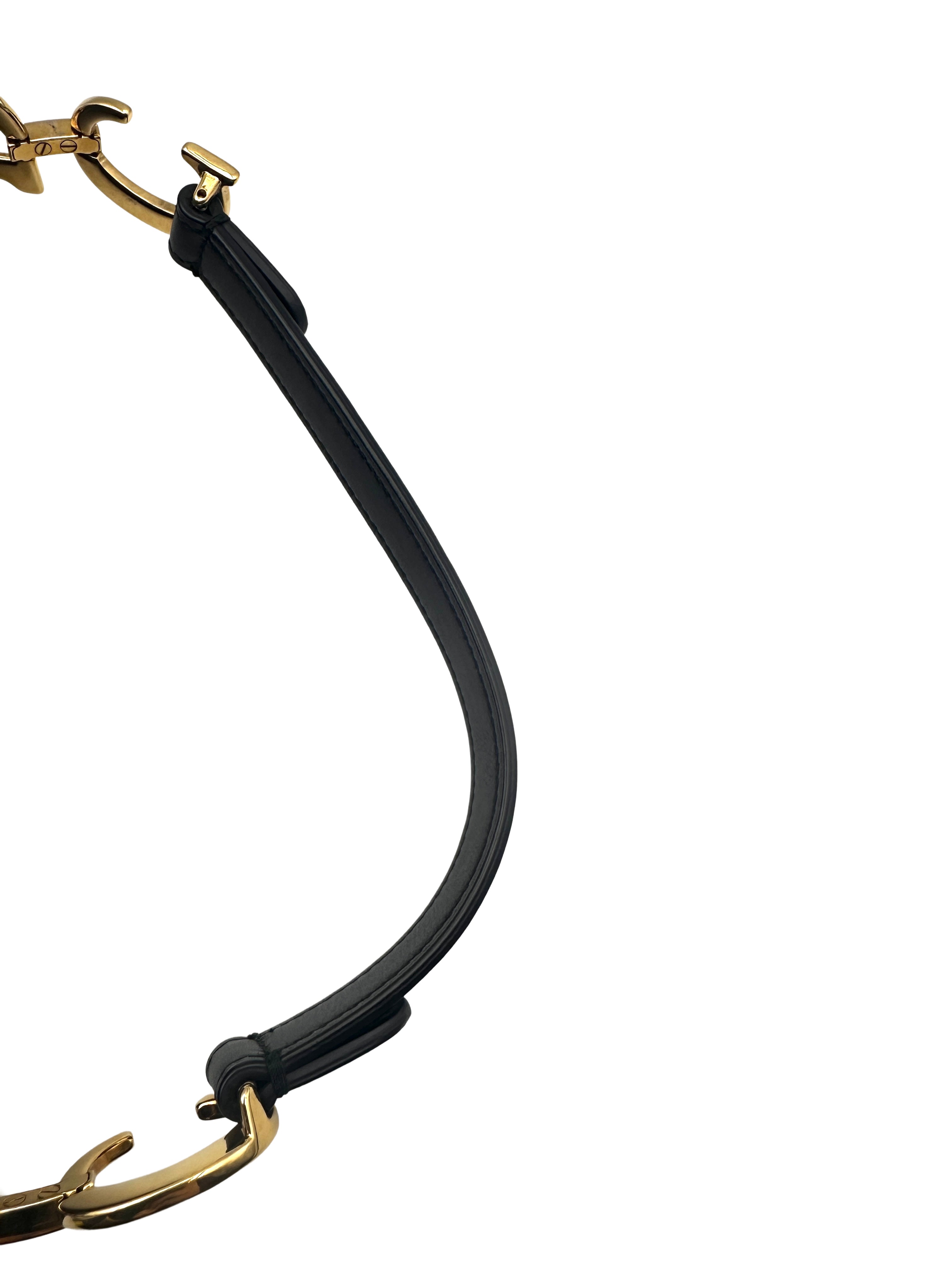 Christian Dior Mini Saddle Bag with Strap Black Grained Calfskin DR358