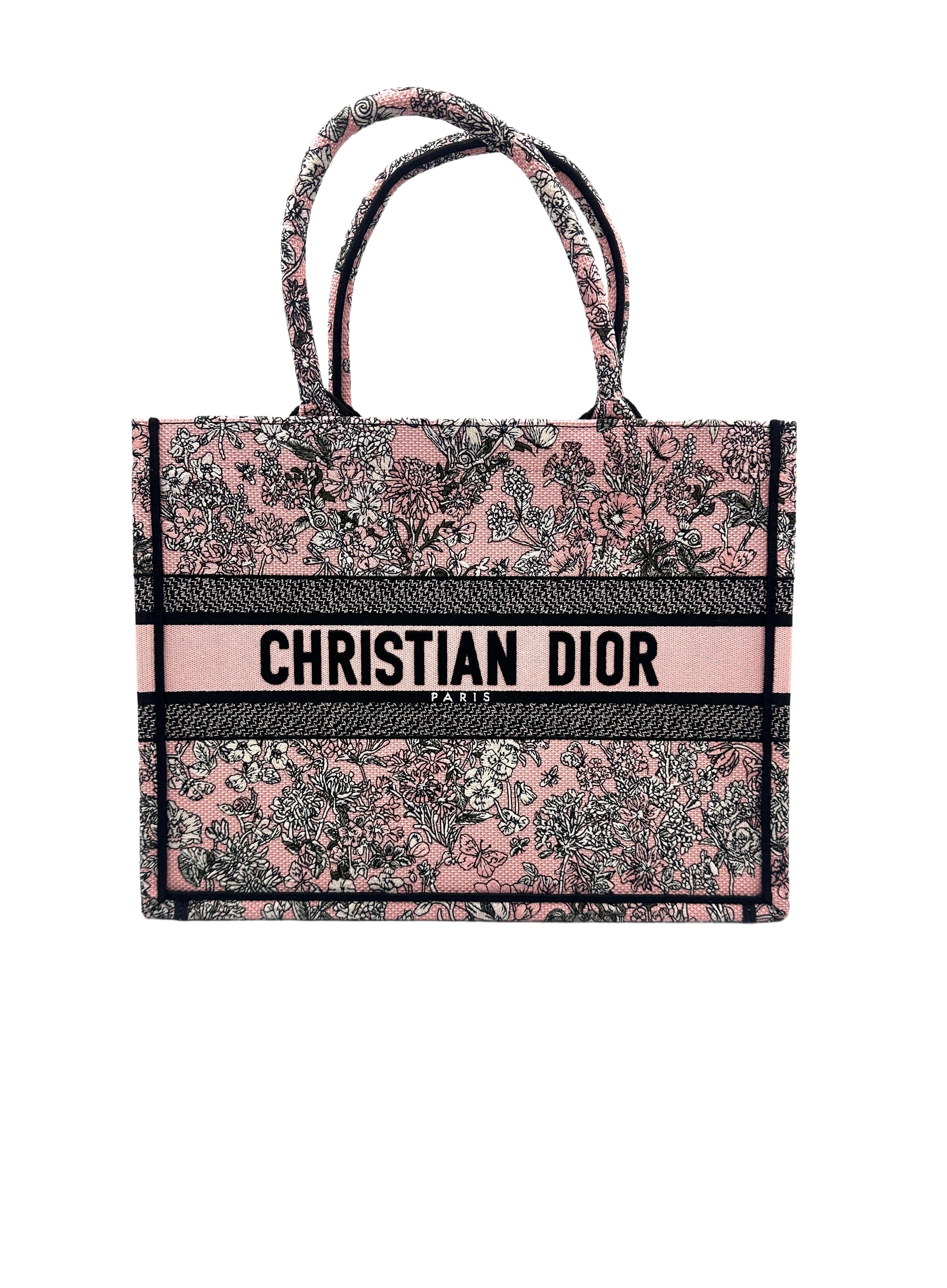 Christian Dior Pink Multicolor Milefiori Embroidery Medium Book Tote (with chip) DRD