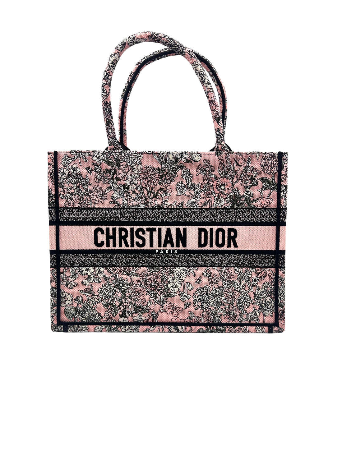 Christian Dior Pink Multicolor Milefiori Embroidery Medium Book Tote (with chip) DRD