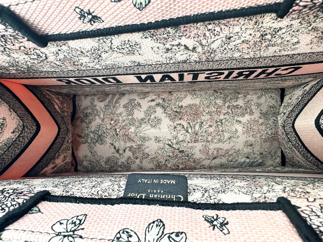 Christian Dior Pink Multicolor Milefiori Embroidery Medium Book Tote (with chip) DRD