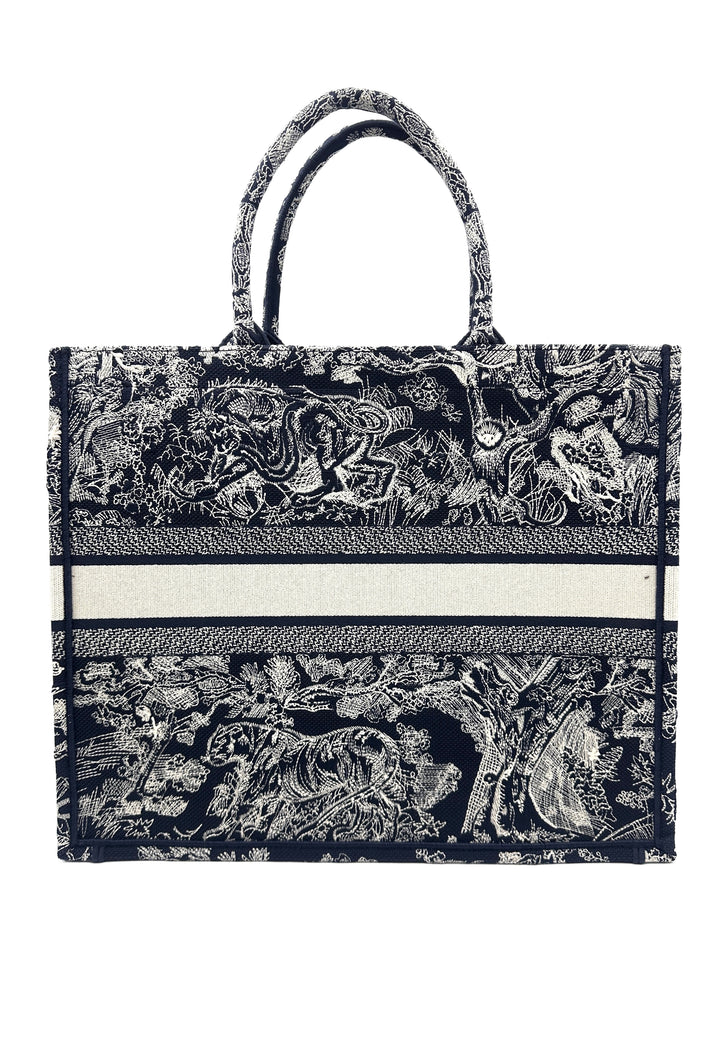 Christian Dior Blue/White Reverse Toile De Jouy Canvas Large Book Tote (with chip) DRC