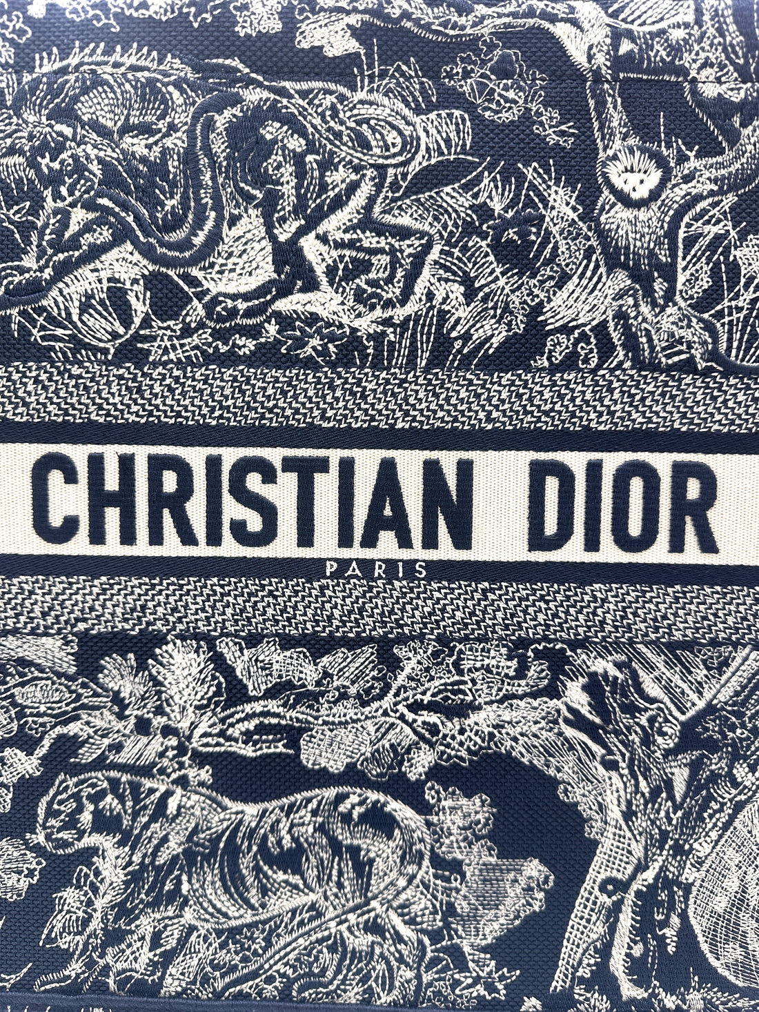 Christian Dior Blue/White Reverse Toile De Jouy Canvas Large Book Tote (with chip) DRC