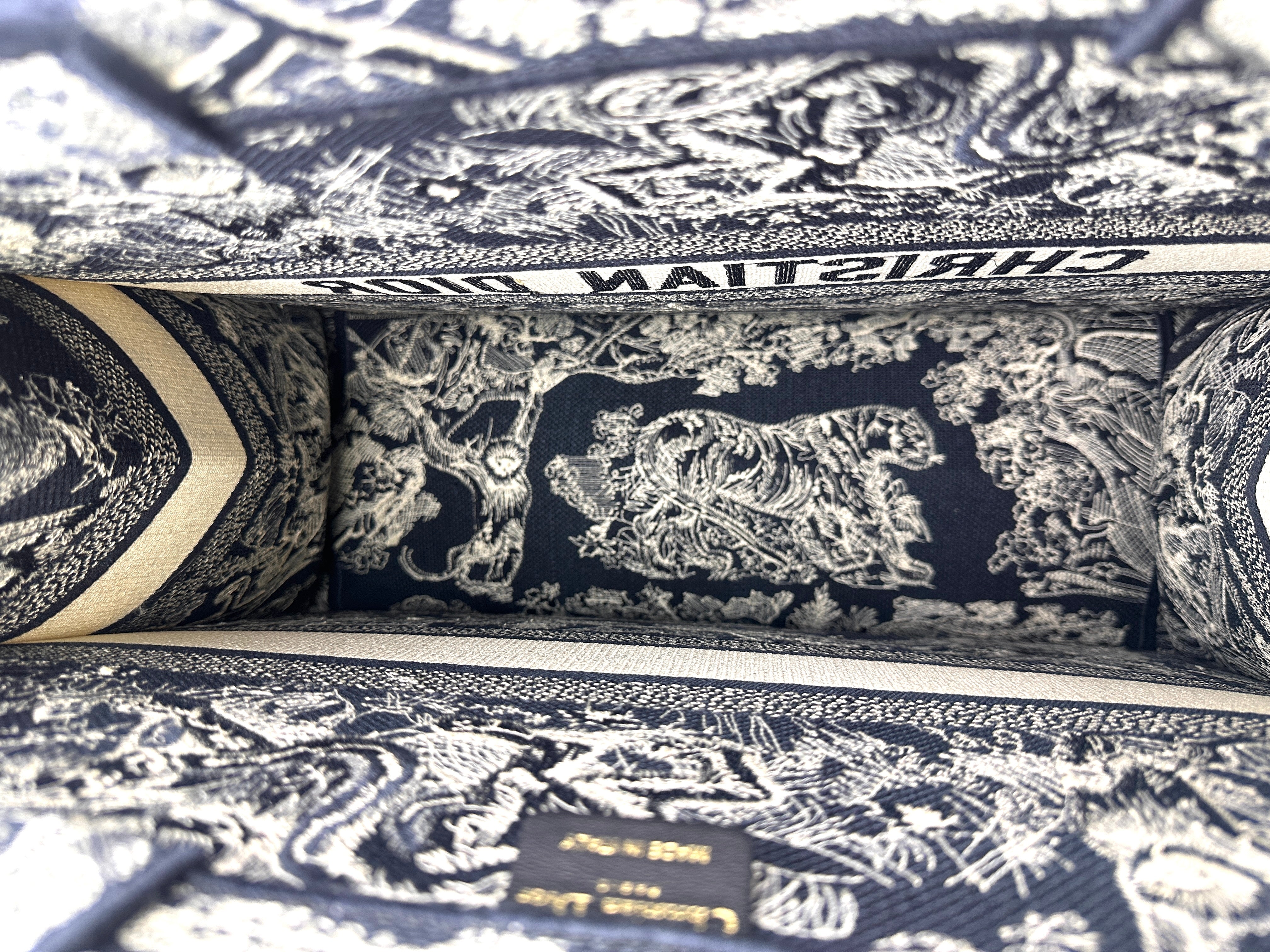 Christian Dior Blue/White Reverse Toile De Jouy Canvas Large Book Tote (with chip) DRC