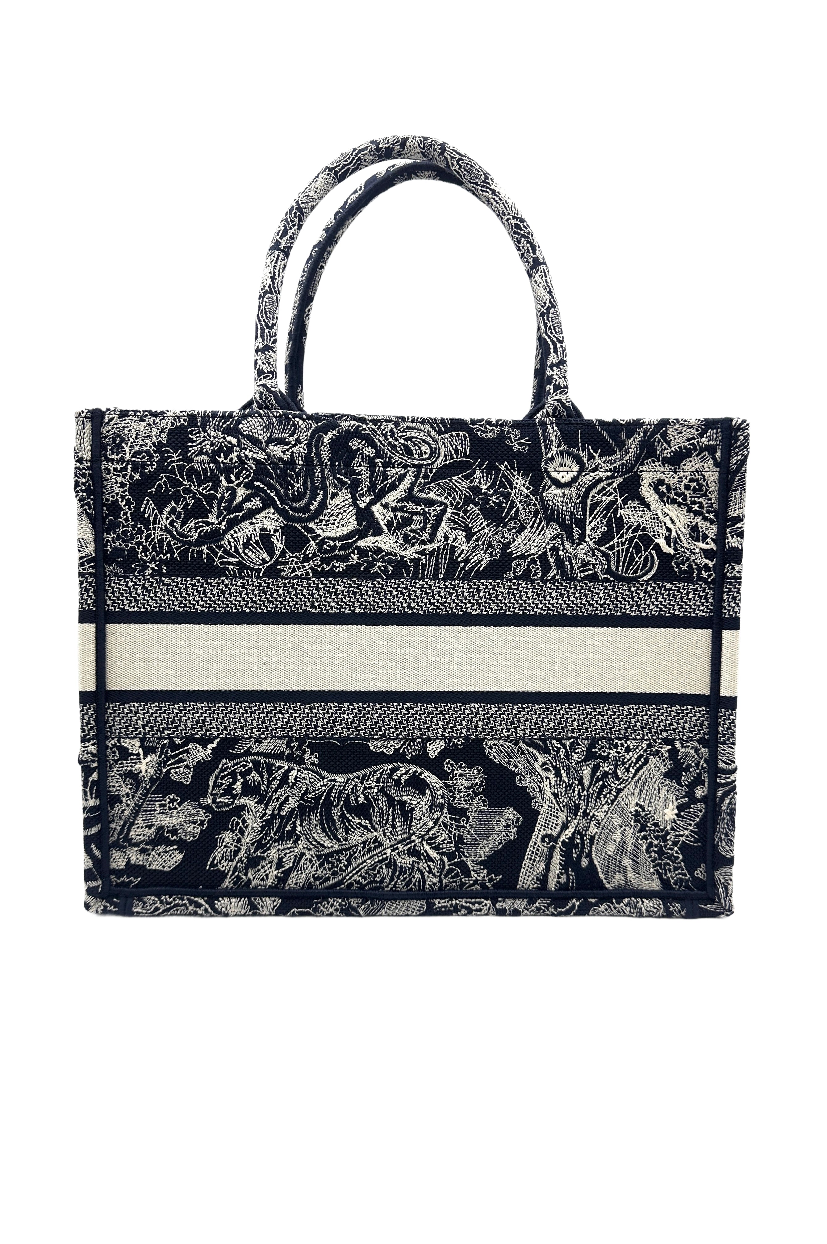 Christian Dior Toile De Jouy Canvas Embroidery Medium Tote Bag DRK