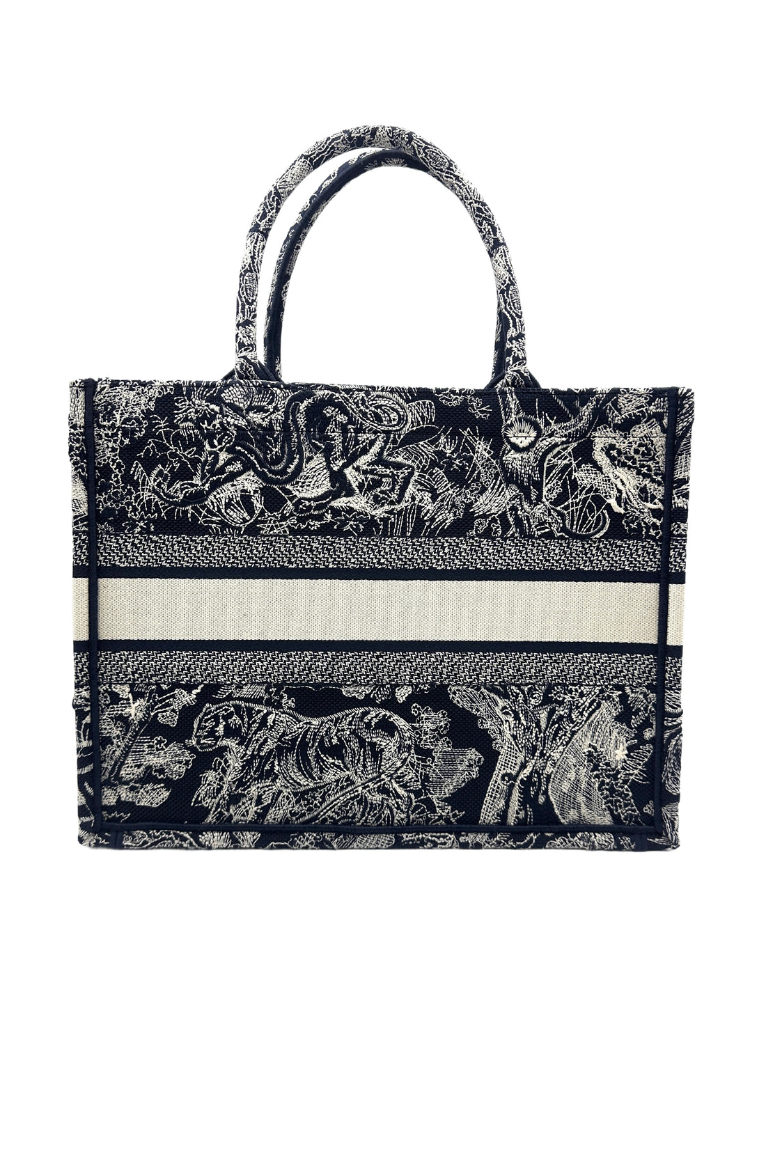 Christian Dior Toile De Jouy Canvas Embroidery Medium Tote Bag DRK