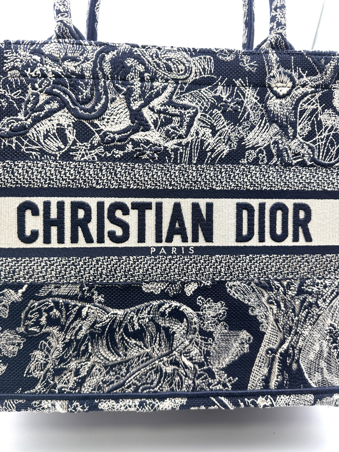 Christian Dior Toile De Jouy Canvas Embroidery Medium Tote Bag DRK