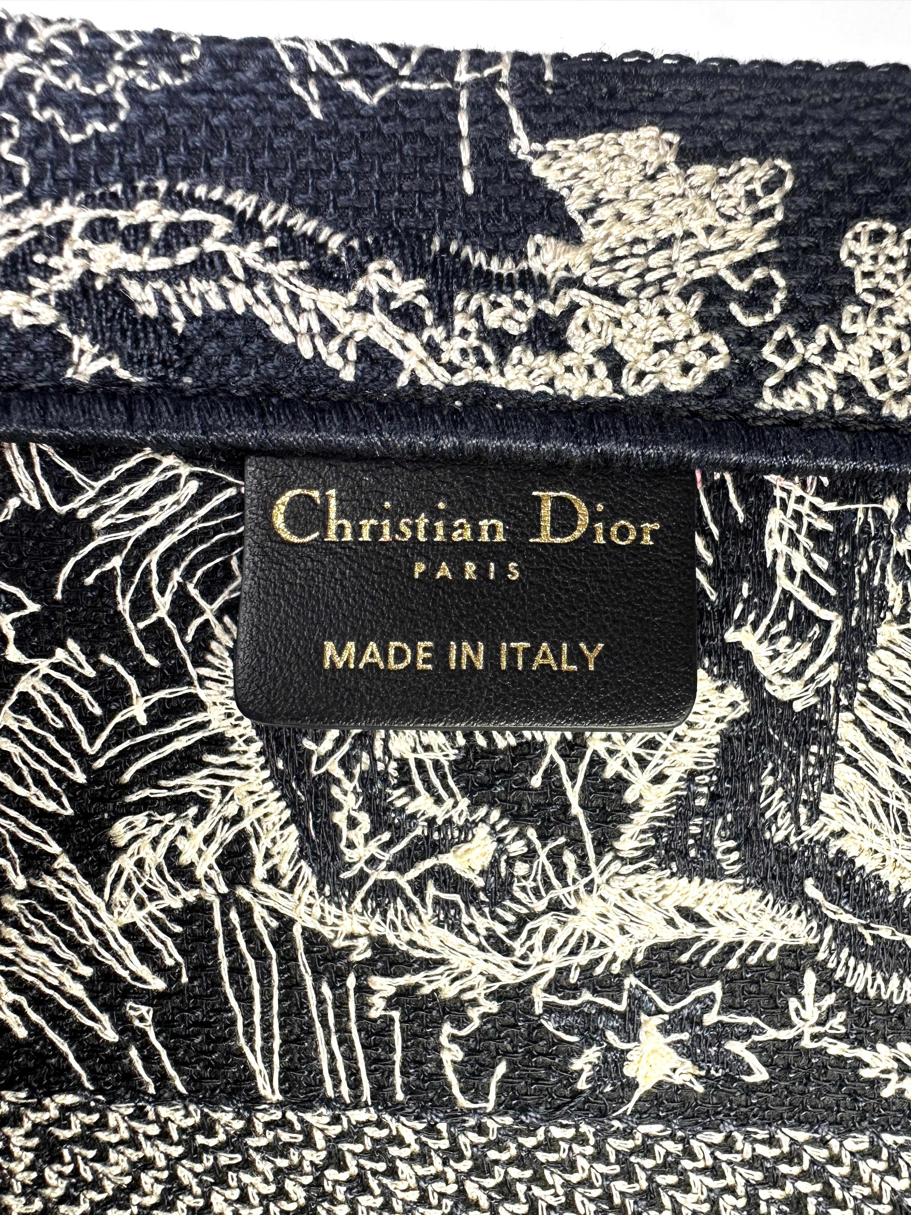 Christian Dior Toile De Jouy Canvas Embroidery Medium Tote Bag DRK
