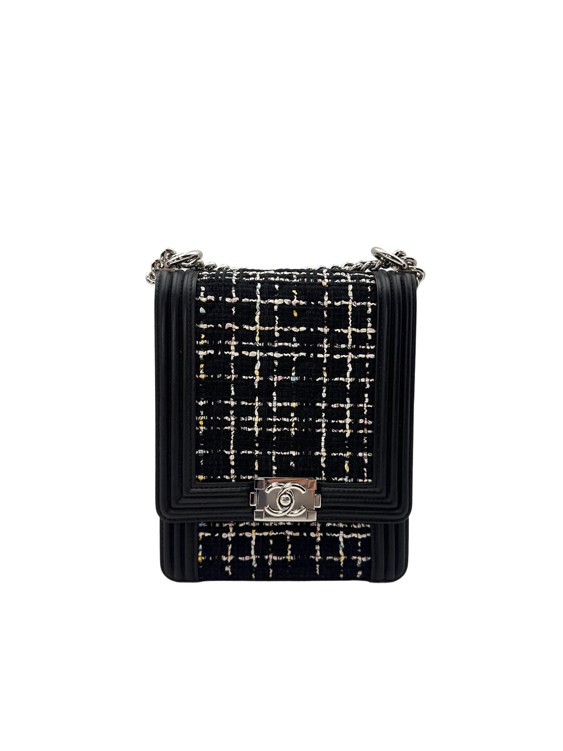 Chanel Tweed Woven Vertical Boy Flap Chain Bag (27***41) CC1050