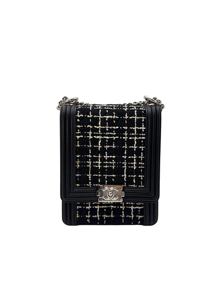 Chanel Tweed Woven Vertical Boy Flap Chain Bag (27***41) CC1050