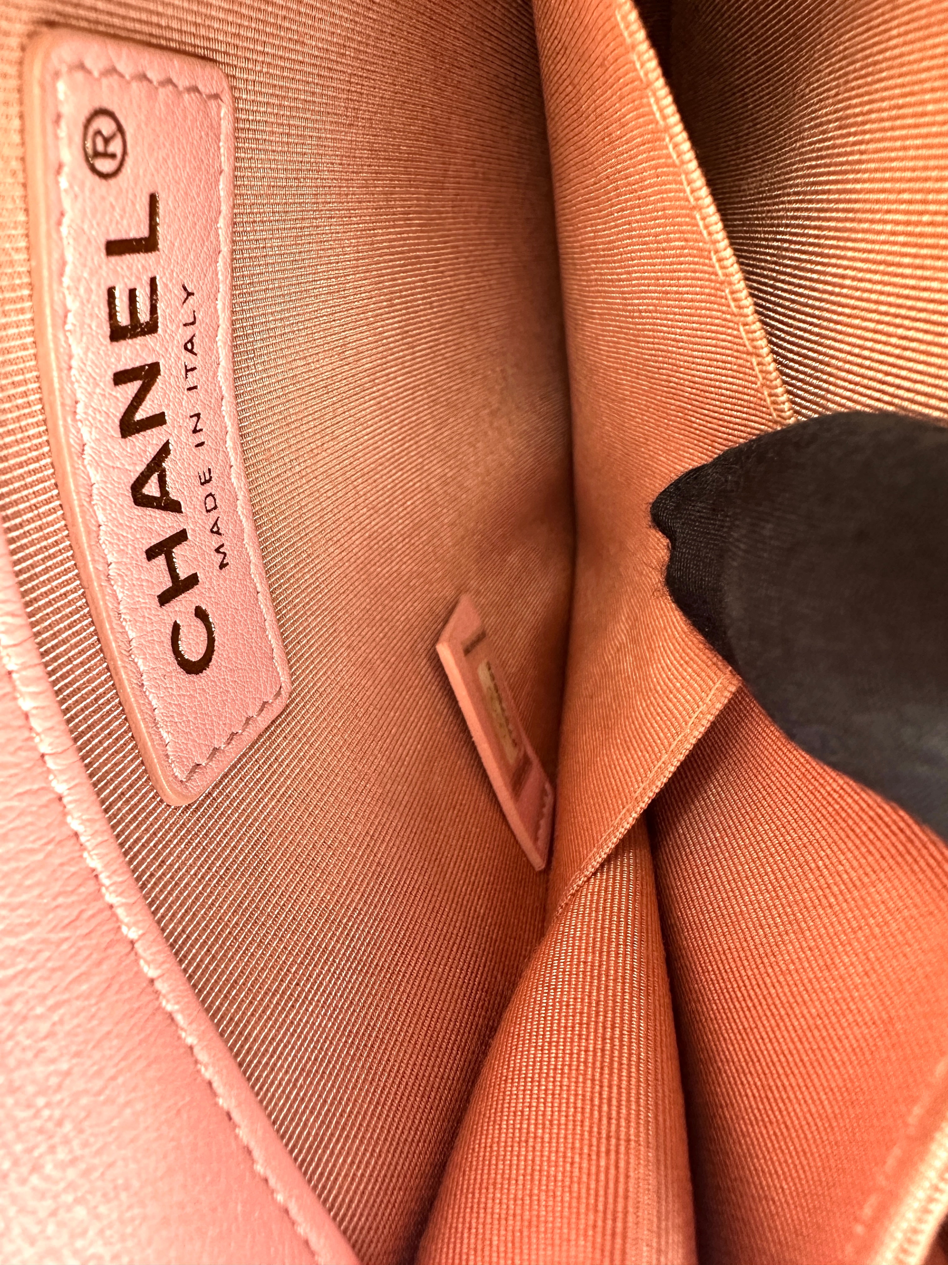 Chanel Pink Quilted Caviar Leather North South Vertical Boy Bag with Gold Buckle(27***26) CC1086