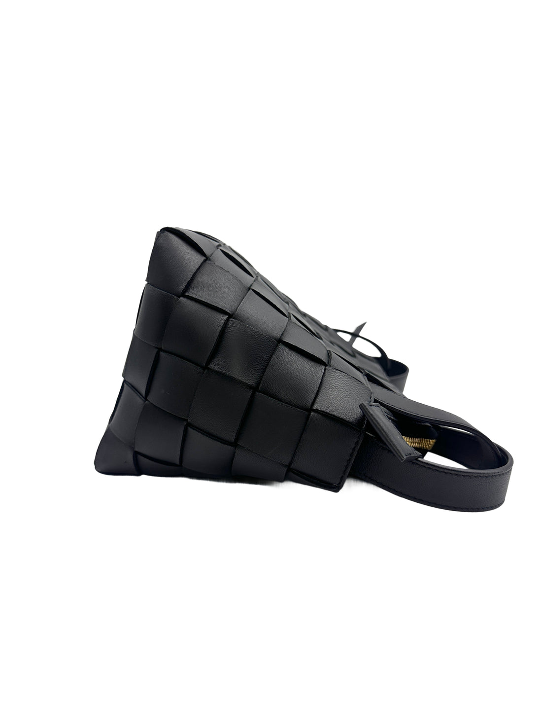 Bottega Veneta Cassette Bowling Mini Size Shoulder Bag Woven Leather Black BV87