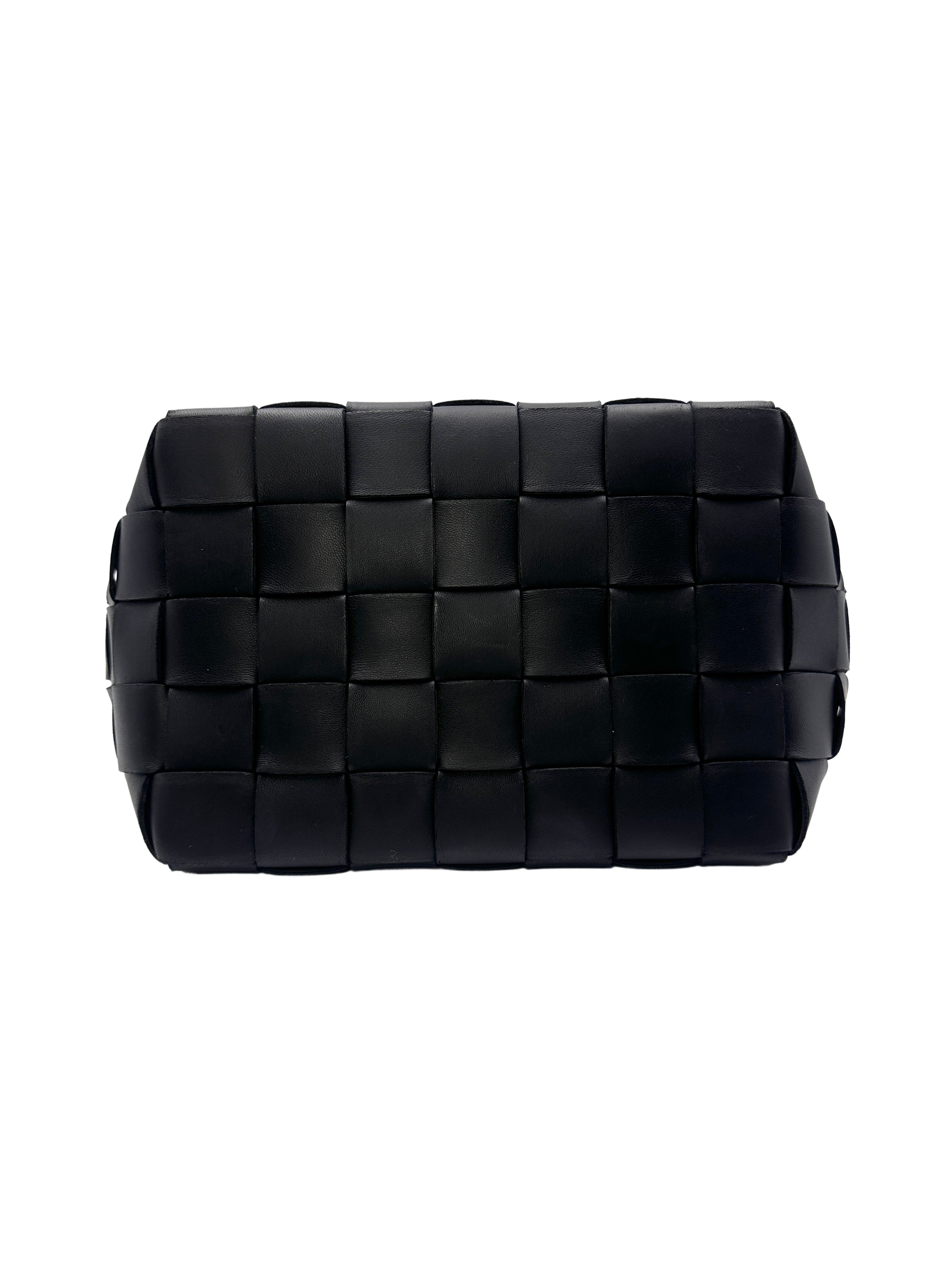 Bottega Veneta Cassette Bowling Mini Size Shoulder Bag Woven Leather Black BV87