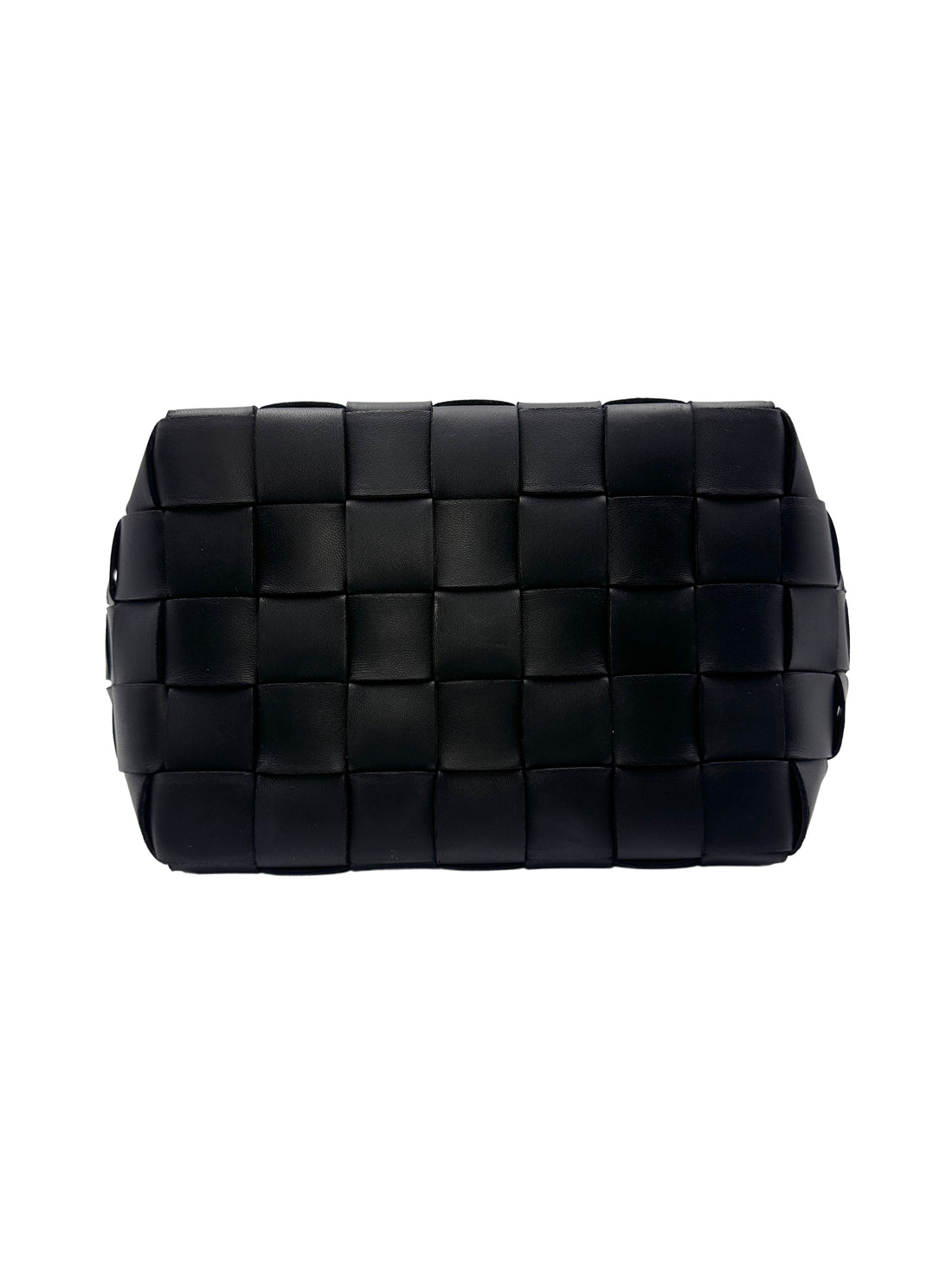 Bottega Veneta Cassette Bowling Mini Size Shoulder Bag Woven Leather Black BV87