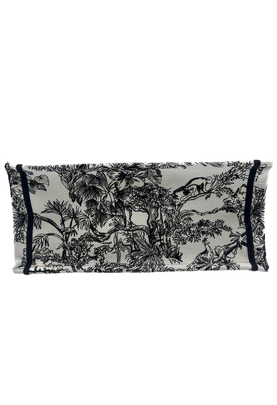 Christian Dior Black/White Toile De Jouy  Embroideried Canvas Medium Book Tote Bag DRH
