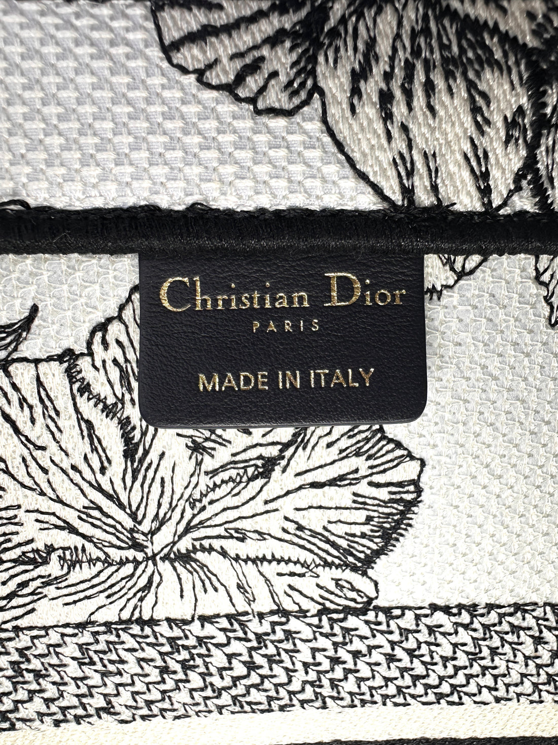 Christian Dior Black/White Toile De Jouy  Embroideried Canvas Medium Book Tote Bag DRH