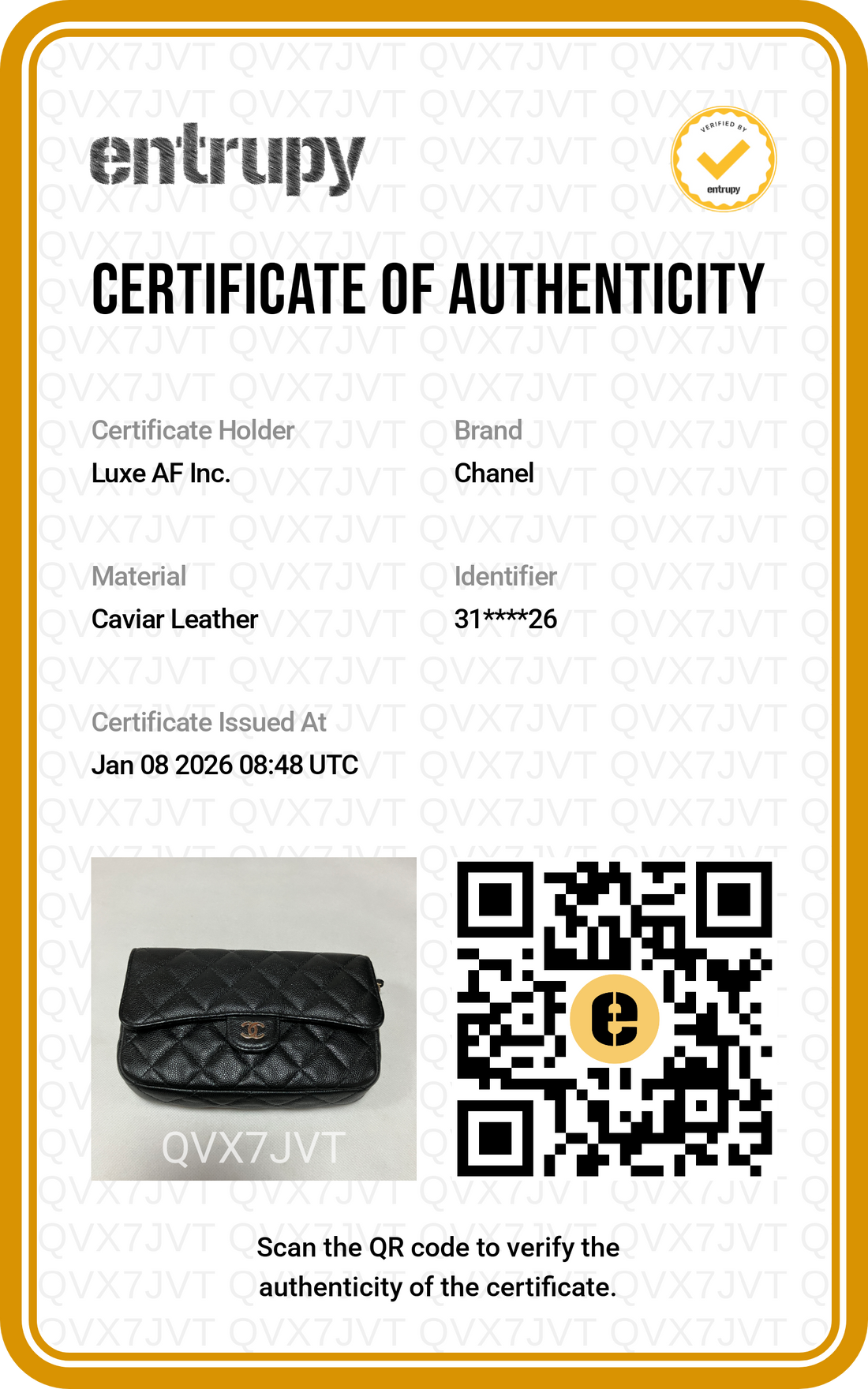 Chanel Black Quilted Caviar Leather WOC Bag(31***26) CC1089