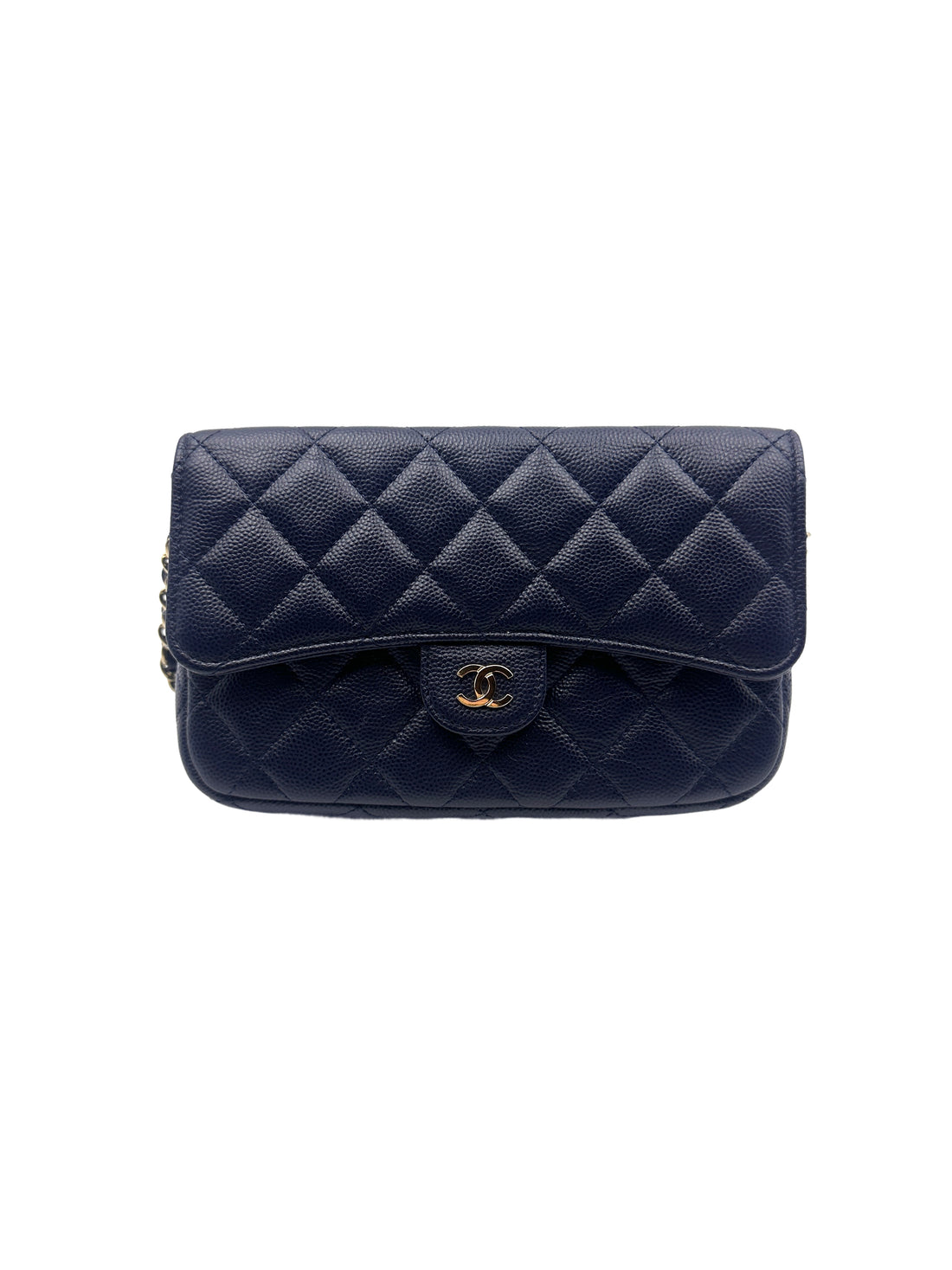 Chanel WOC Navy Blue Caviar Leather Gold Hardware(T6***JG) CC1088