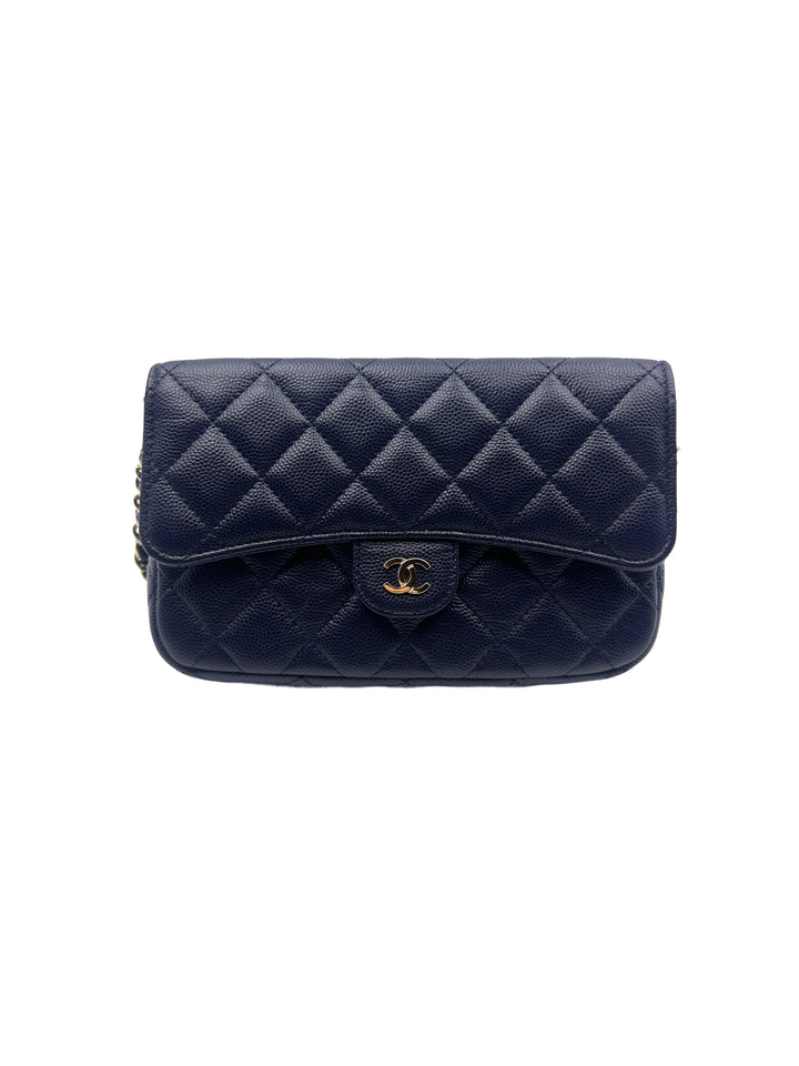 Chanel WOC Navy Blue Caviar Leather Gold Hardware(T6***JG) CC1088